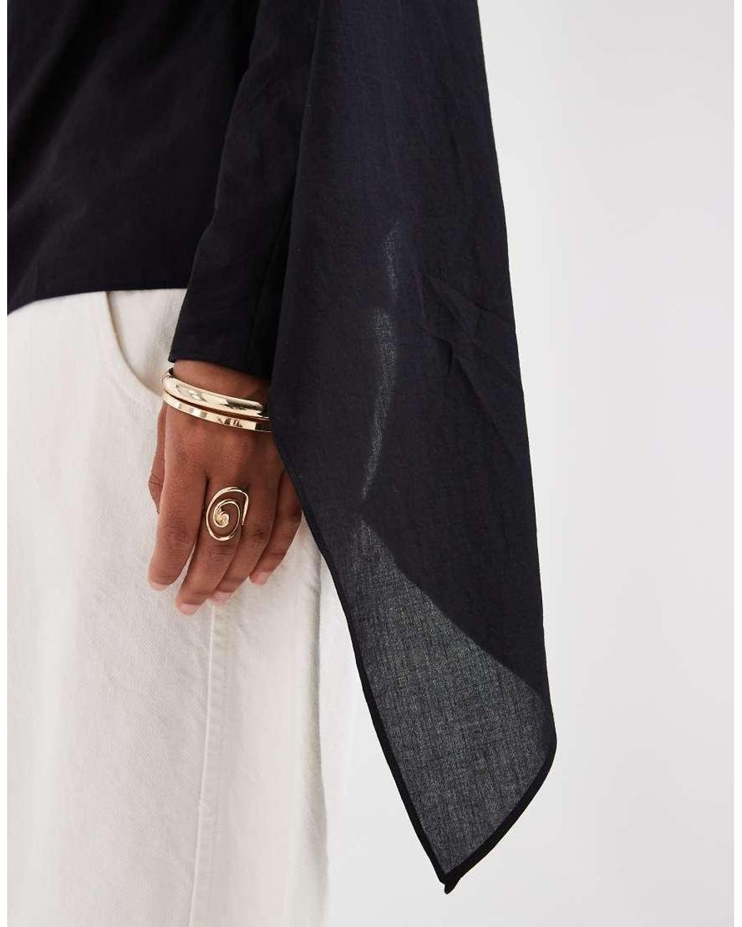 ASOS Blue Chiffon Scarf Detail Sheer Blouse