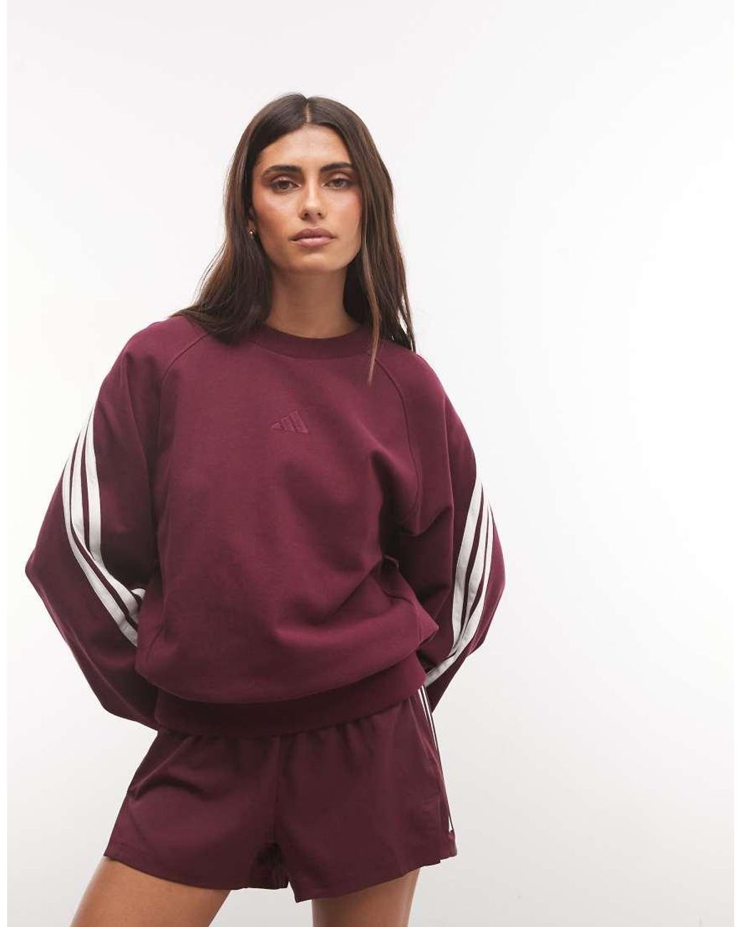 Adidas Originals Red Adidas Sportswear 3 Stripe Sweatshirt