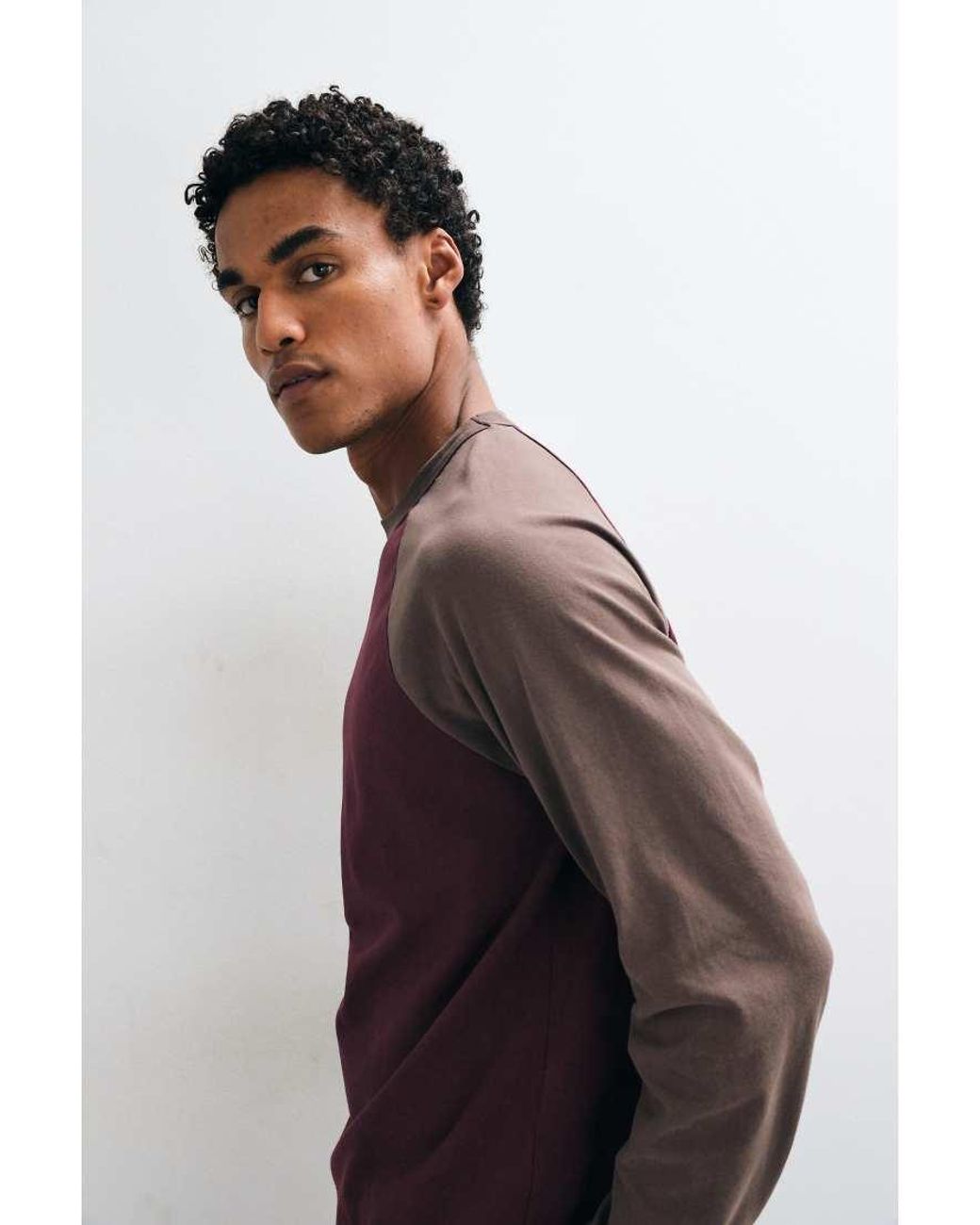 ASOS Purple Boxy Relaxed Long Sleeve Raglan T-Shirt for men