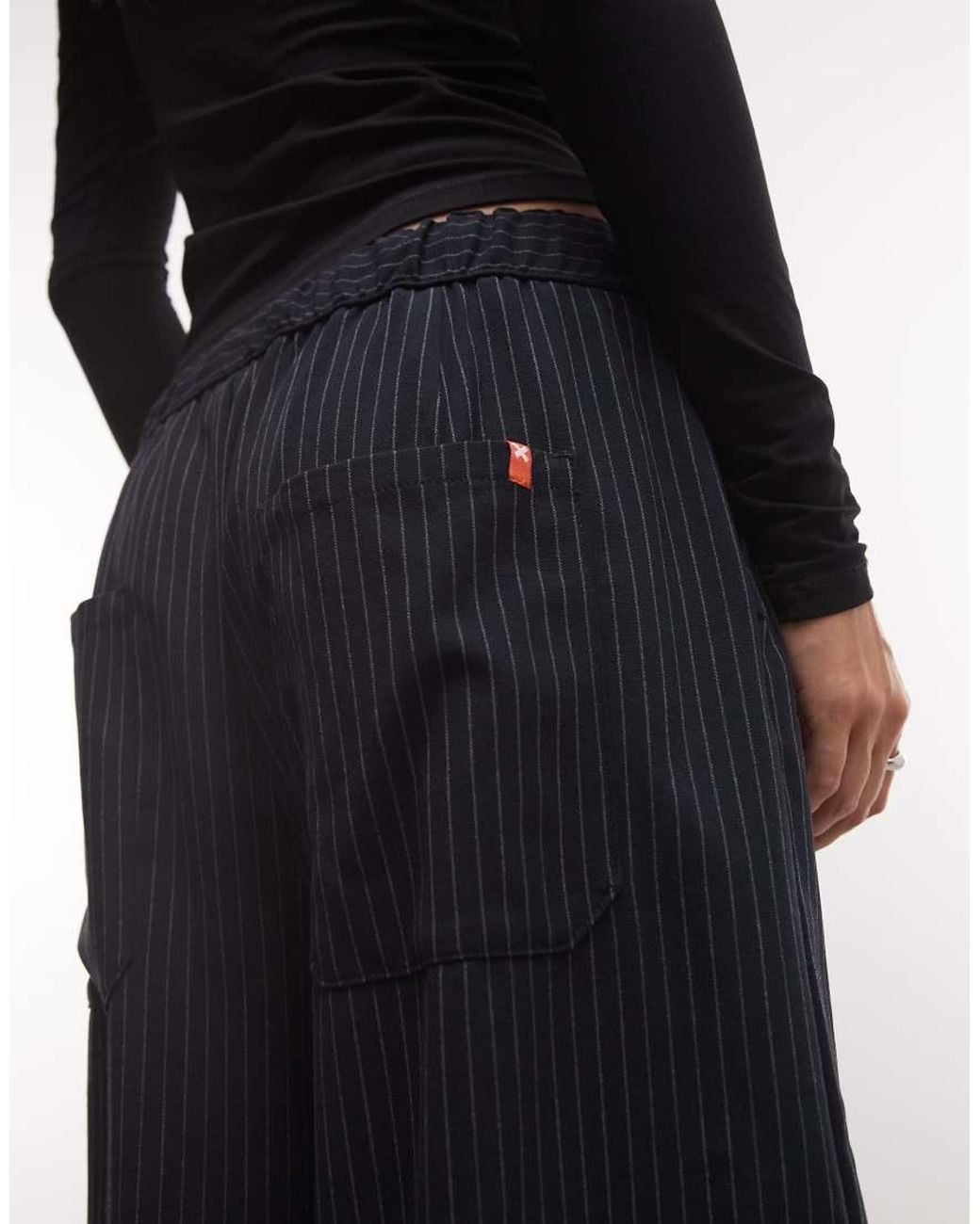 Collusion Black Pinstripe baggy Pull On Jorts
