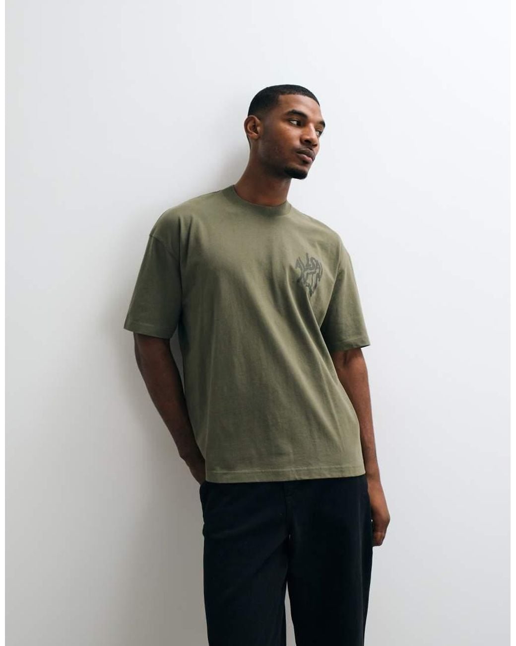 AllSaints Green Orlando Short Sleeve Graphic Logo T-Shirt With Back Print for men
