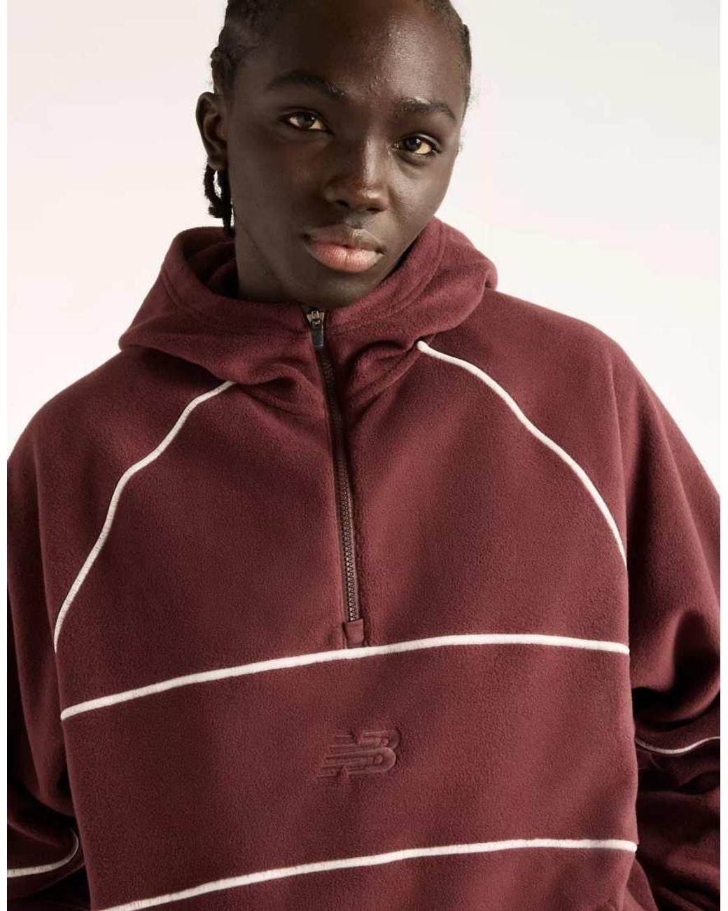 New Balance Red Trackside Polar Fleece Hoodie for men