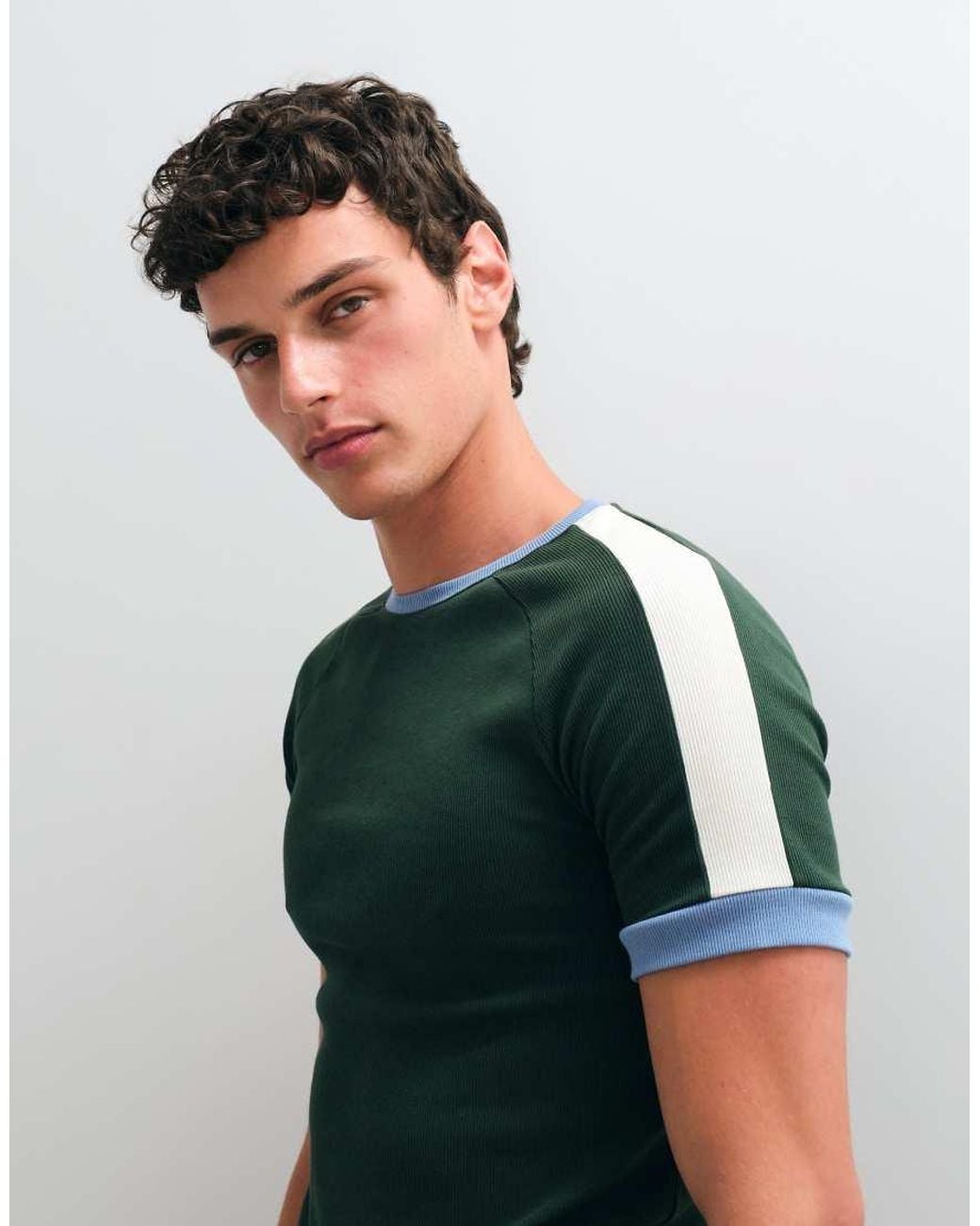 ASOS Green Muscle Fit Raglan Ringer T-Shirt for men