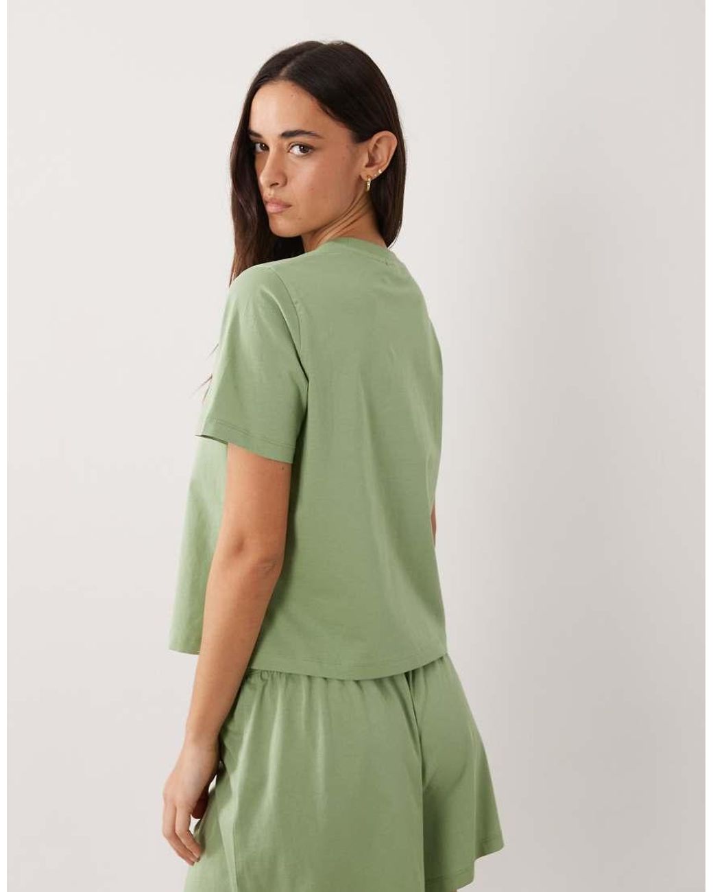 ASOS Green Mix & Match Cotton Pyjama Oversized Tee With Side Splits