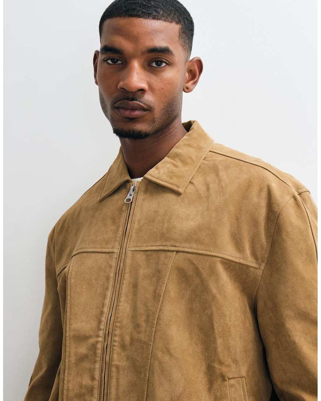 ASOS Natural Real Leather Oversized Bomber for men