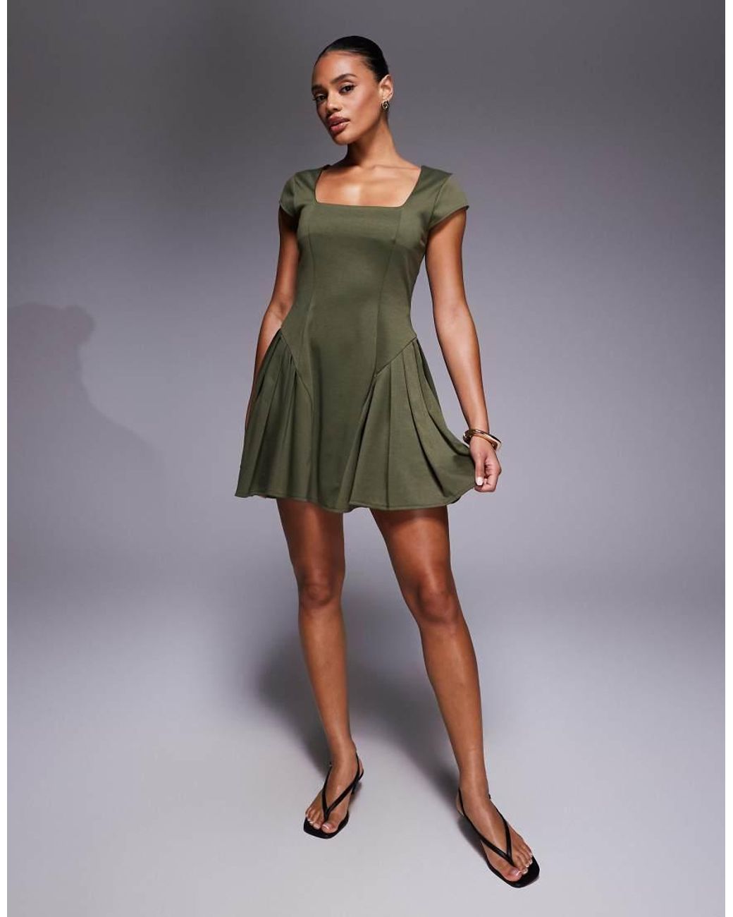 ASOS Green Godet Mini Dress