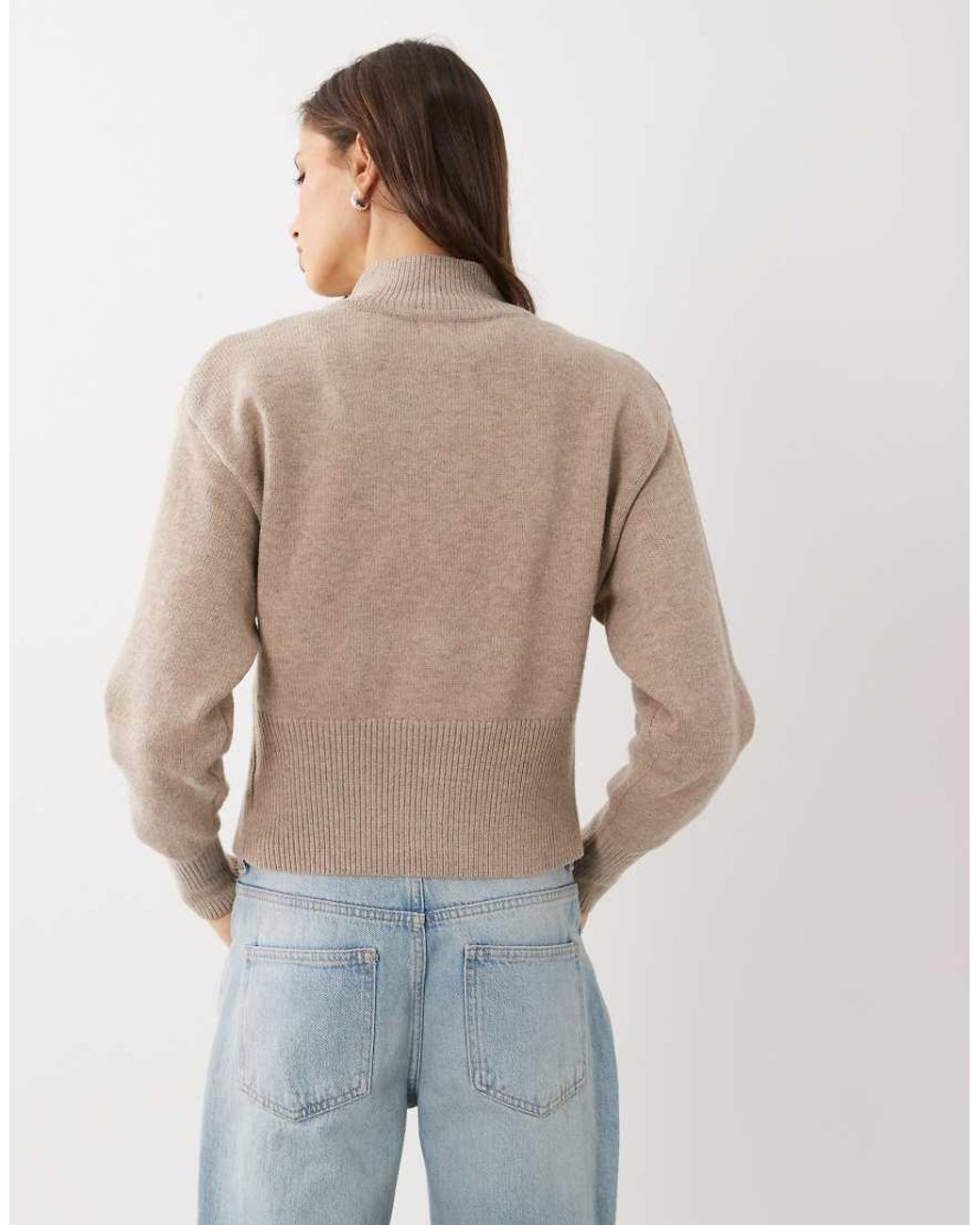Cotton On Natural Lotus Cinched Zip Knit
