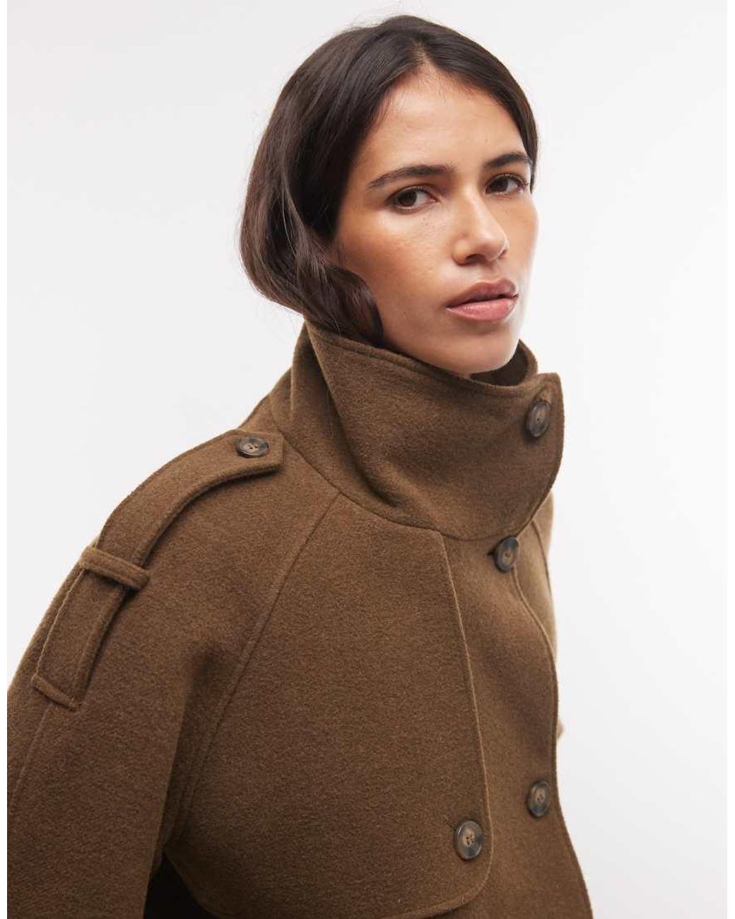 Monki Brown Funnel Neck Jacket