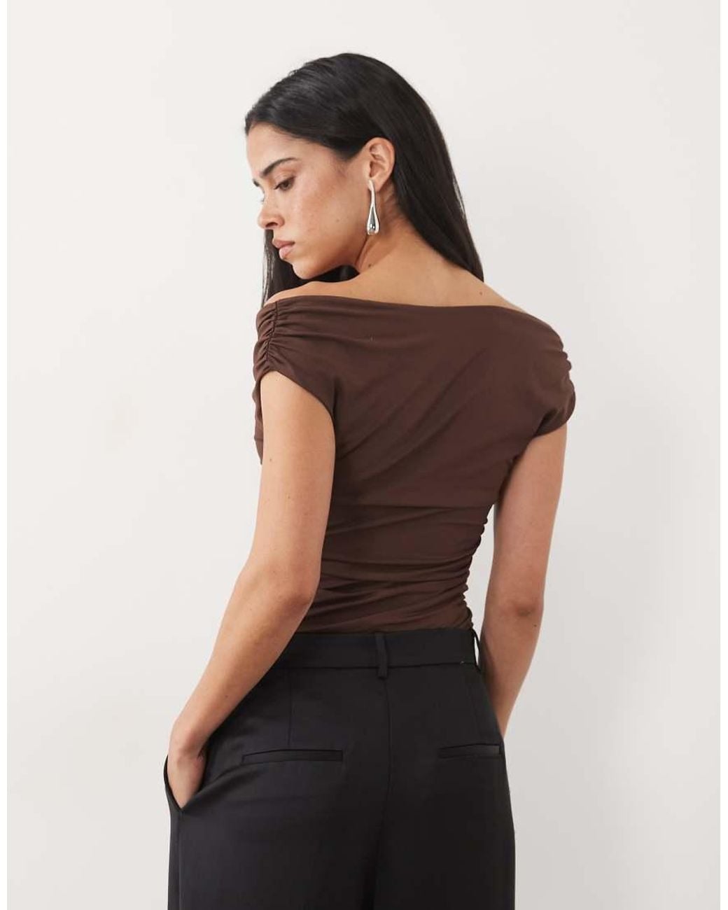 ASOS Black Off The Shoulder Bodysuit With U Scoop Detail