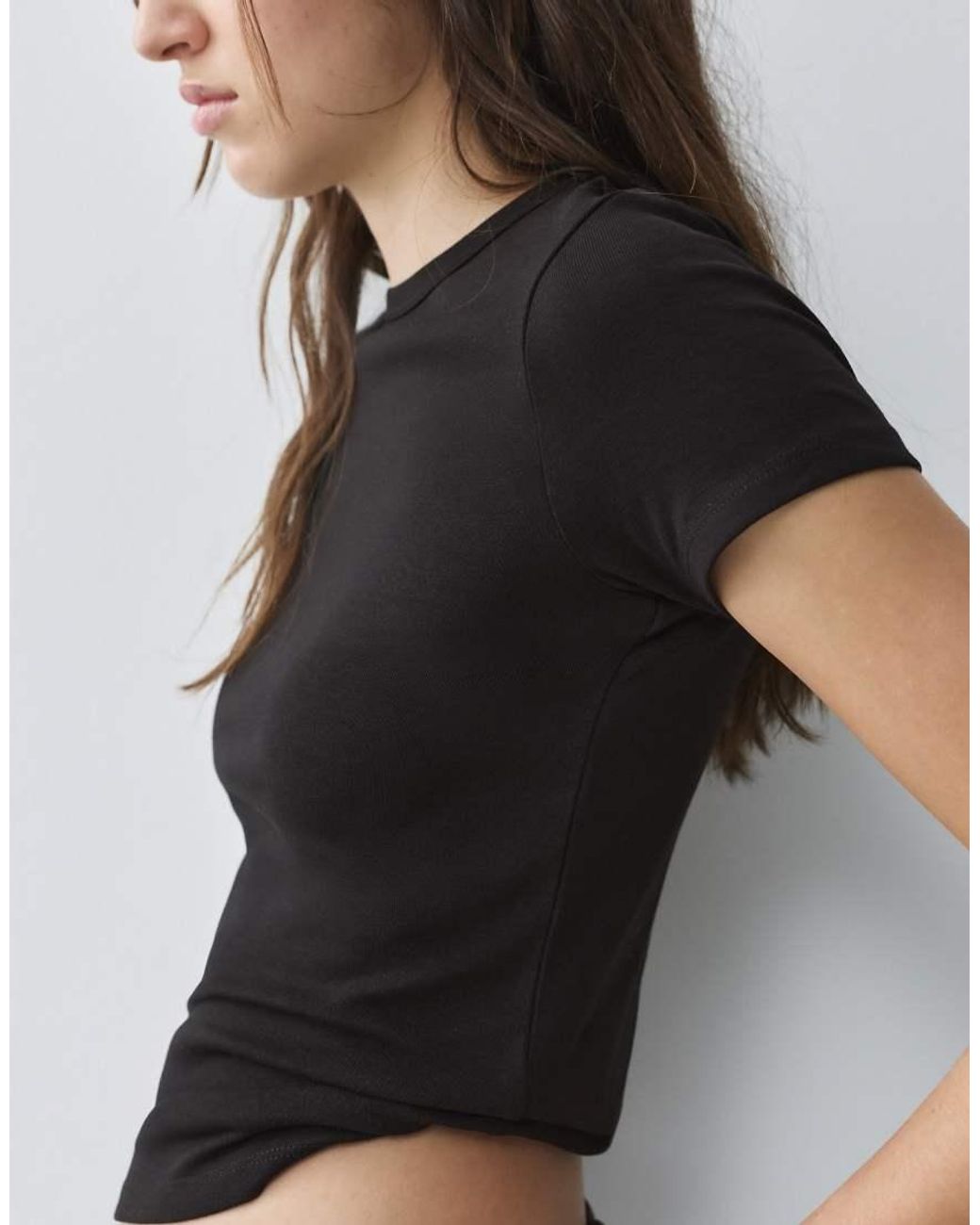 Pull&Bear Black Fitted Short Sleeve T-Shirt