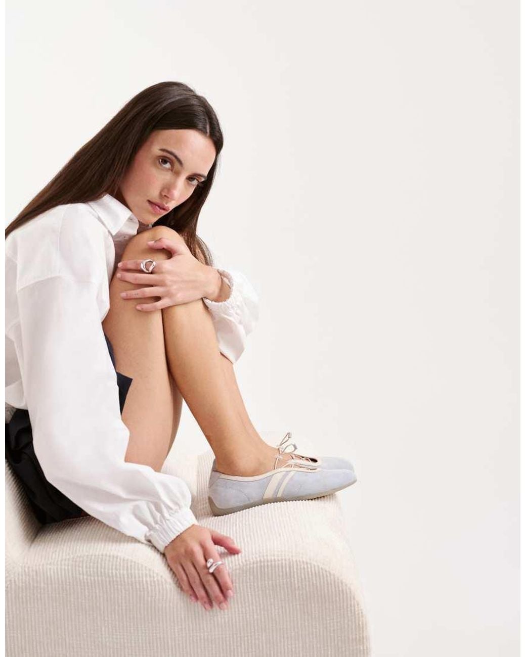 Vagabond Natural Shoemakers Hollie Suede Lace Up Ballet Flats