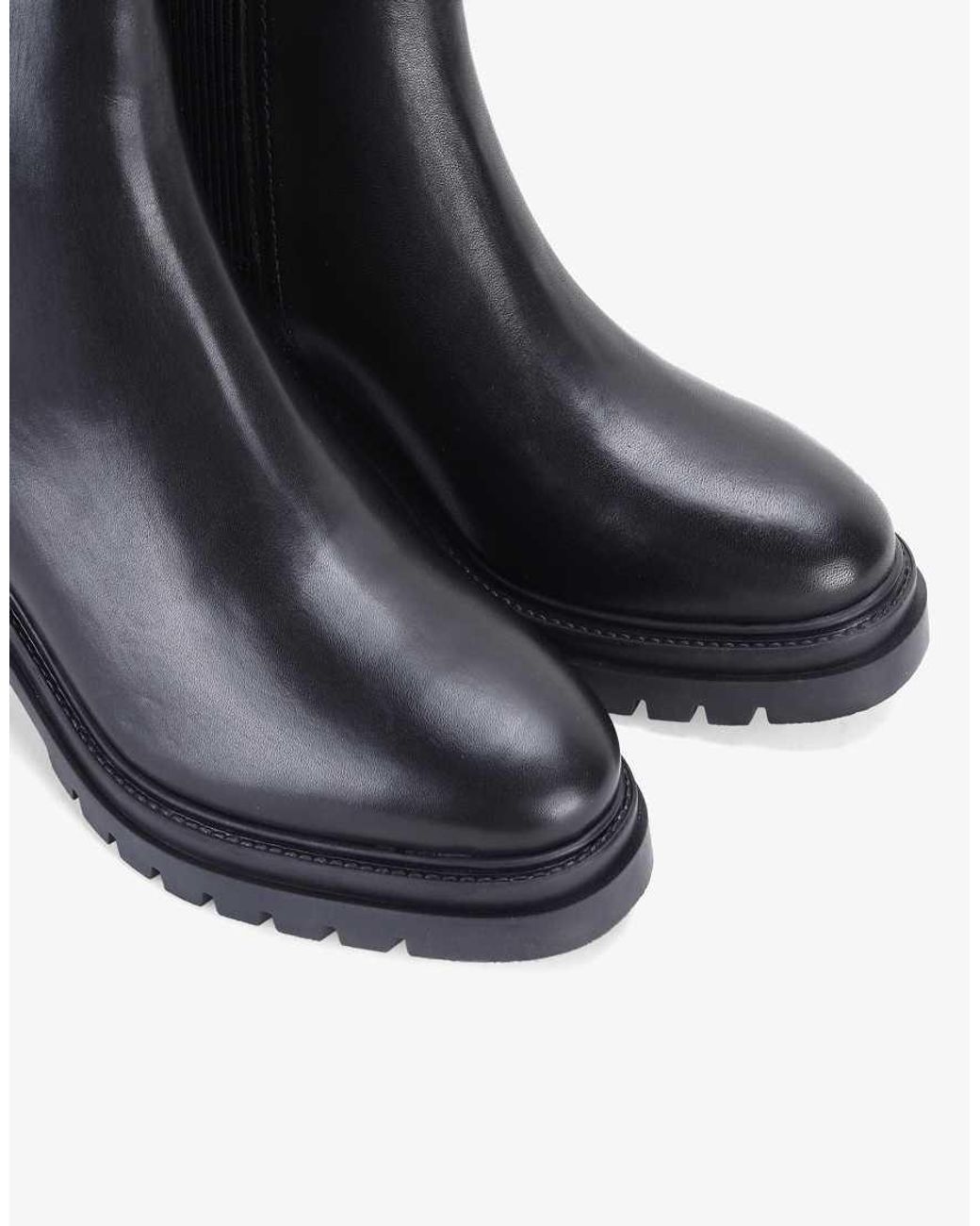 OFF THE HOOK Black 'Kington' Block Heel High Ankle Leather Chelsea Boots