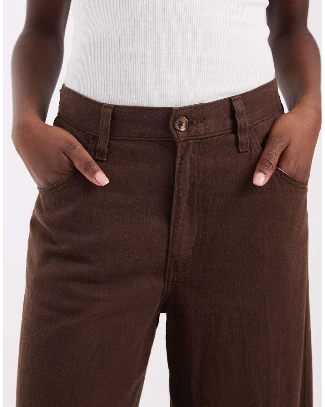 Levi's Brown Linen Wide Leg Trousers