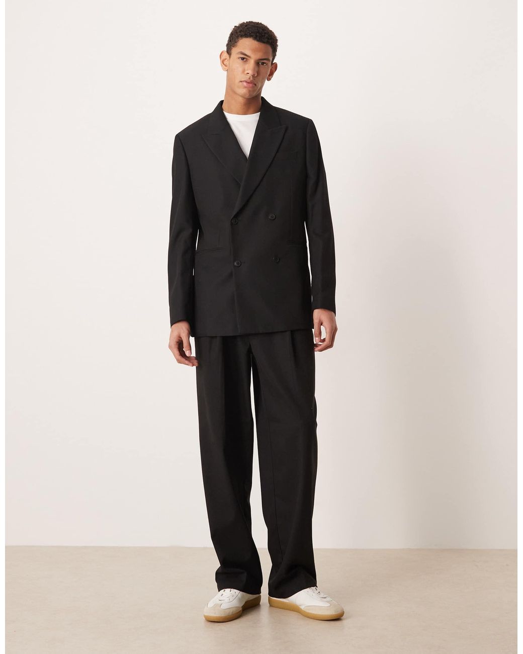 Mango – zweireihige oversize-jacke in Black für Herren