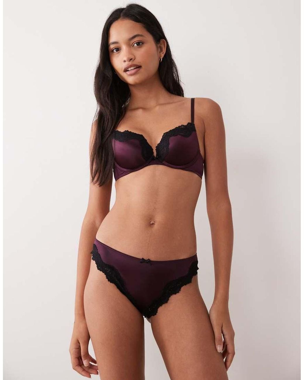 New Look Red Lace Trim Push Up Bra