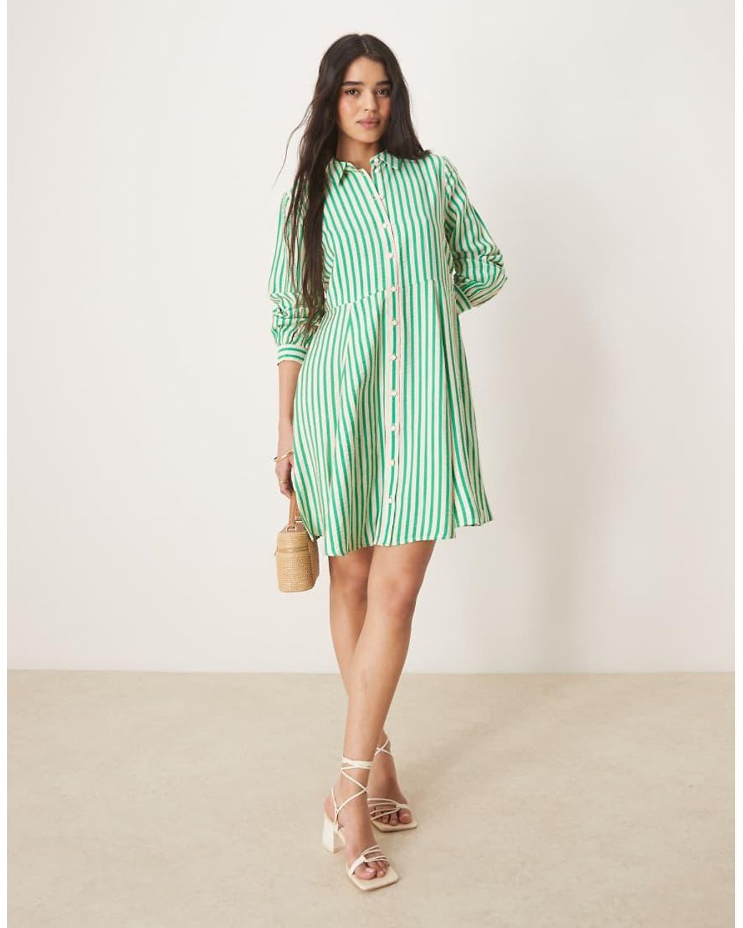 Y.A.S Green Flippy Hem Mini Shirt Dress