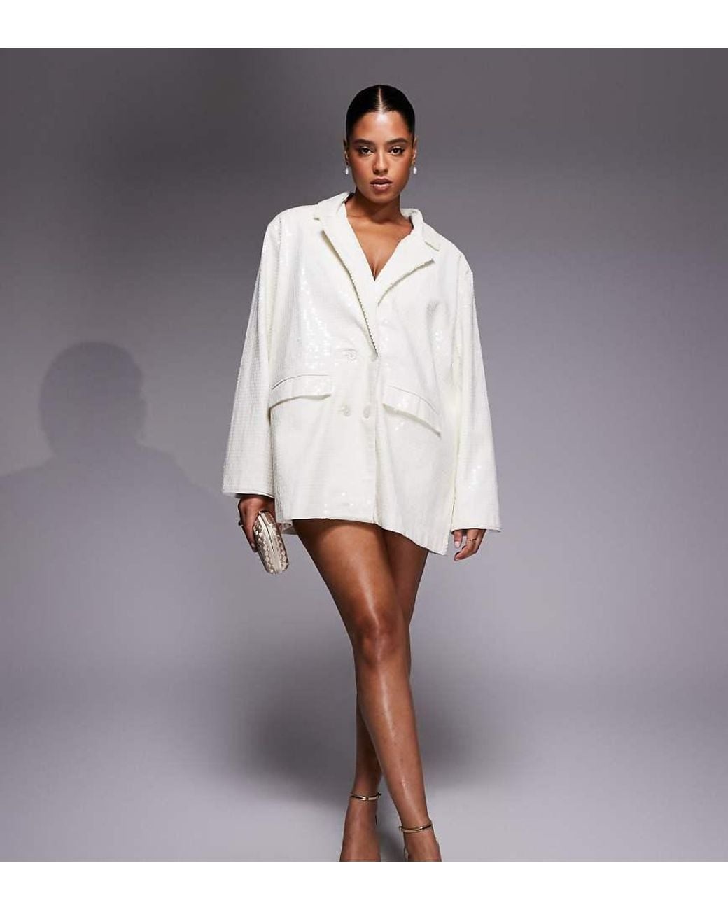 ASOS Gray Curve Oversized Sequin Blazer Dress