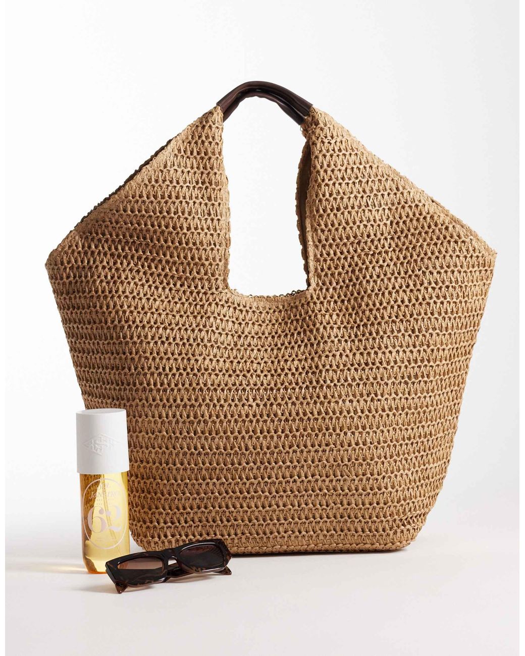 ASOS Brown – vasenförmige oversize-tragetasche aus stroh