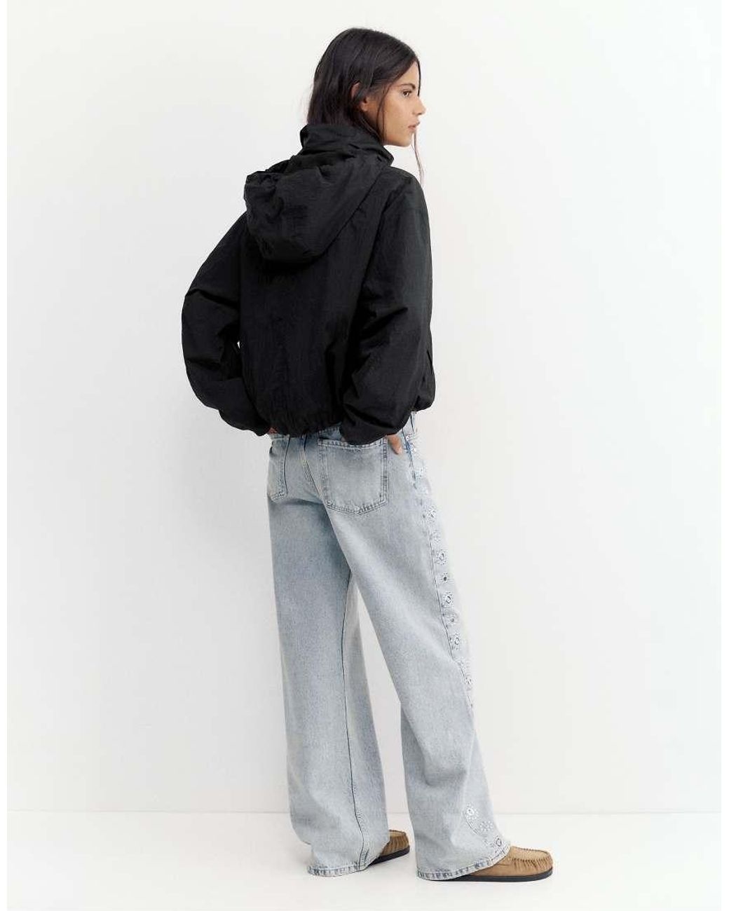 Pull&Bear Black Lightweight Hooded Jacket