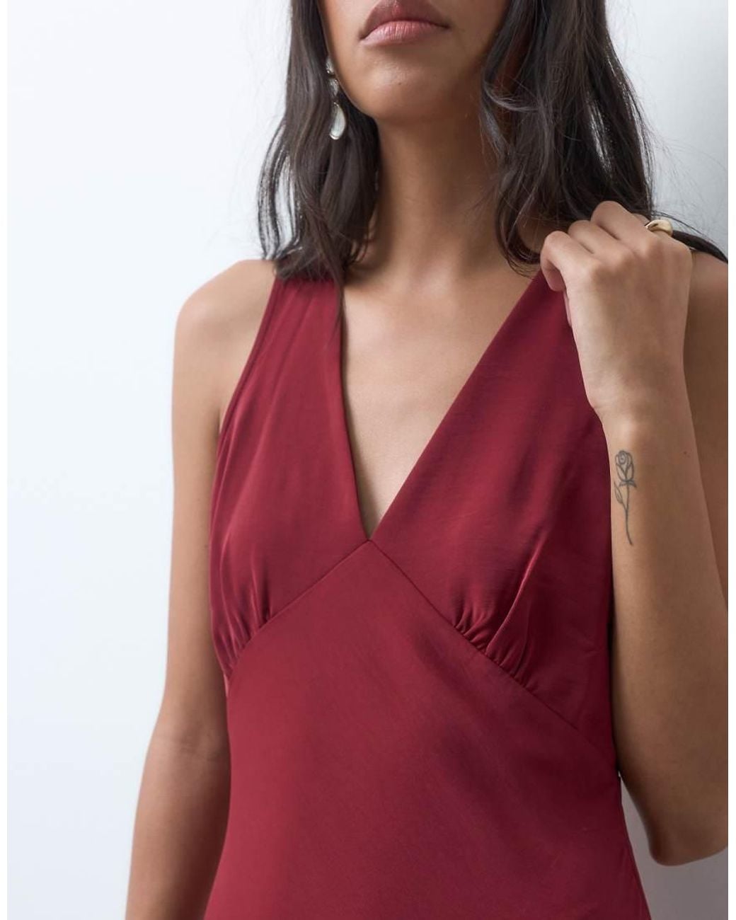 Jdy Red V-neck Maxi Dress