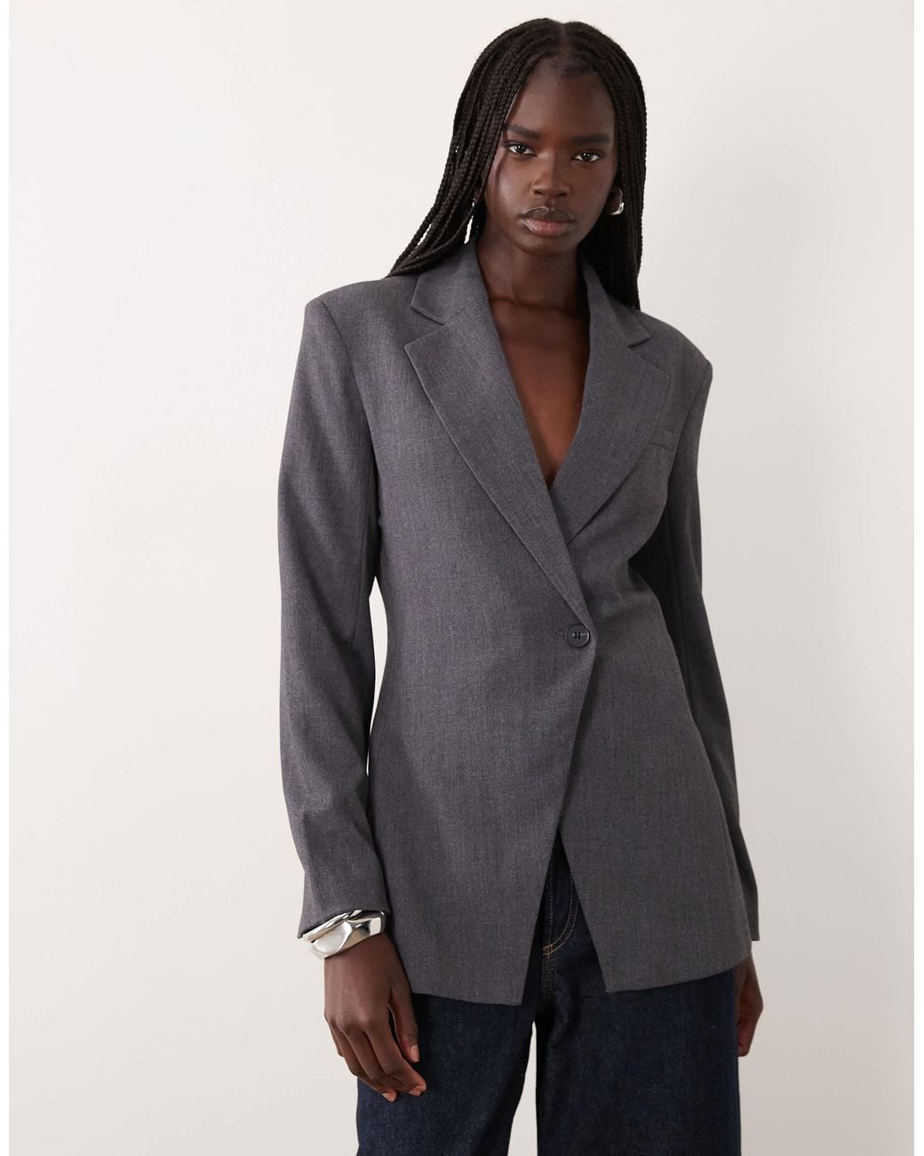 Jdy Gray Fitted Tailored Blazer Set