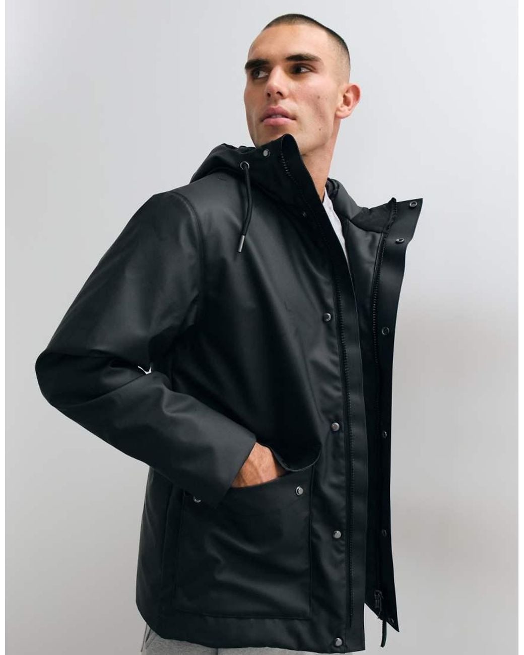 Rains Black 21450 Nome Waterproof Flat Padded Insulated Parka Jacket for men