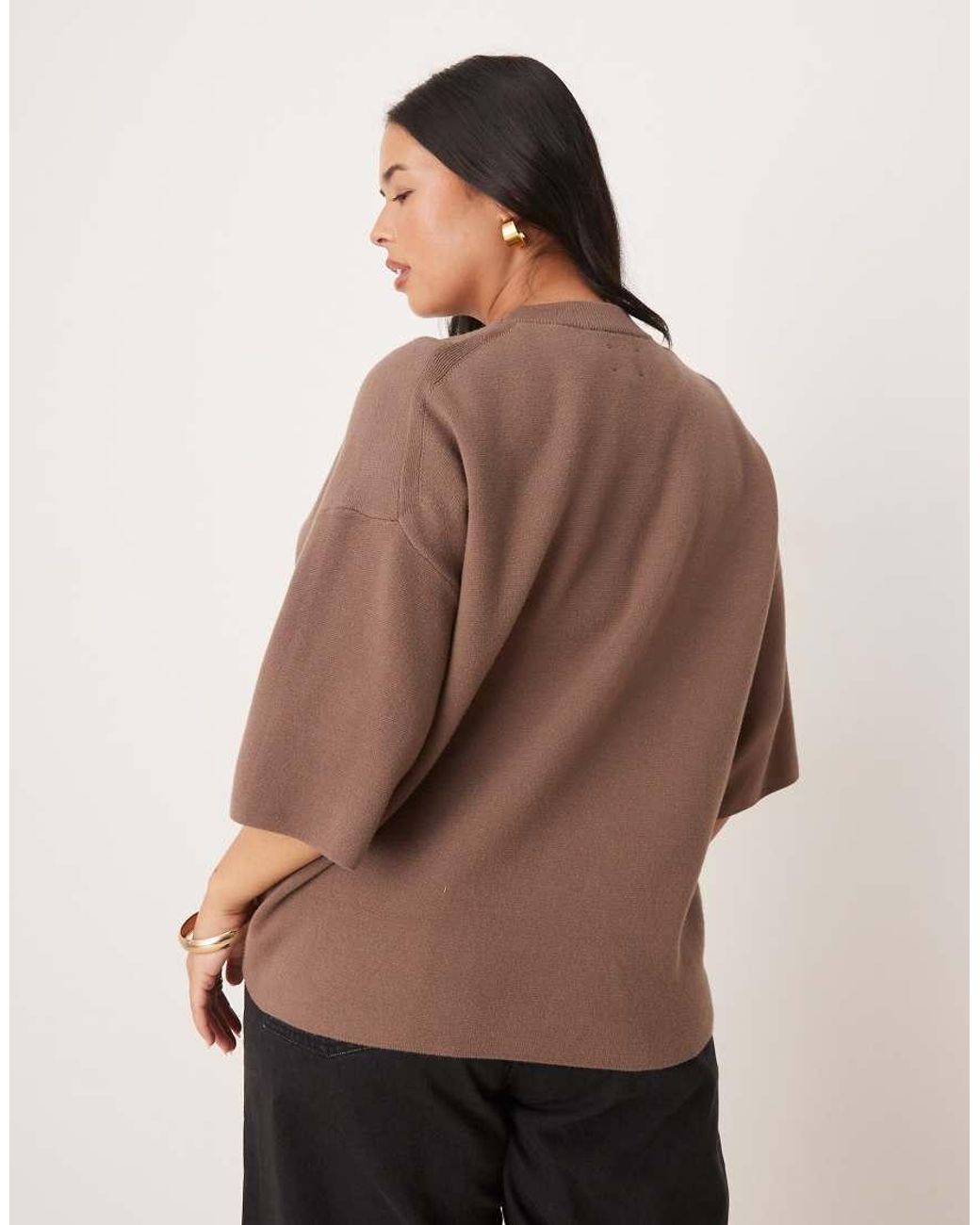 ASOS Brown Asos Design Curve Knit Structured Oversized T-shirt