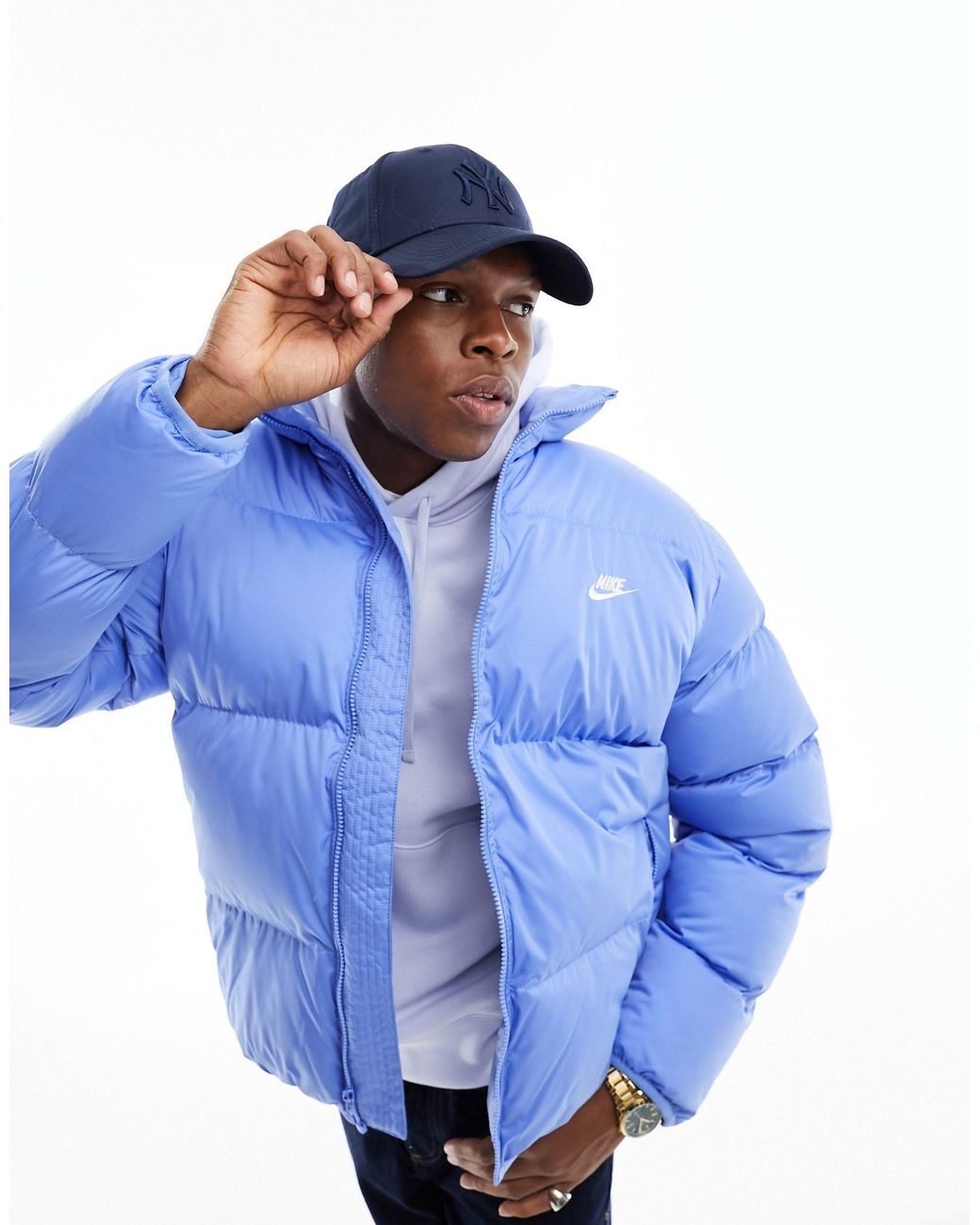 Nike puffer jacket blue sale