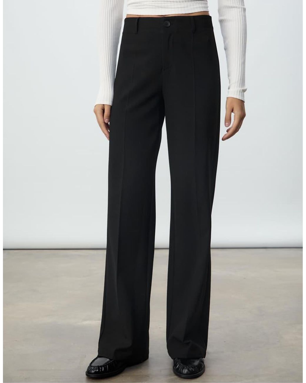 Stradivarius White Wide-leg Trousers