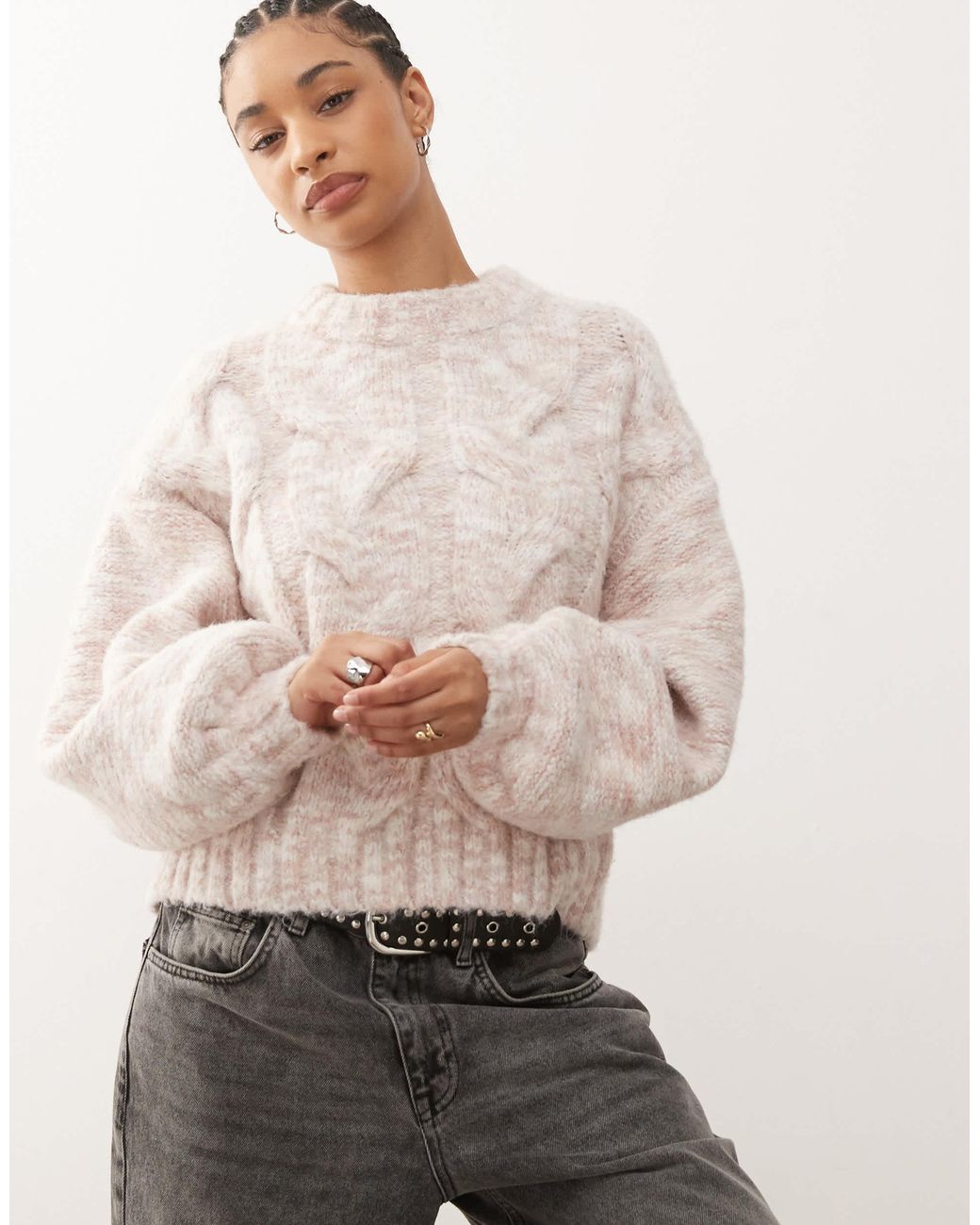 Monki Natural Cable Knit Jumper