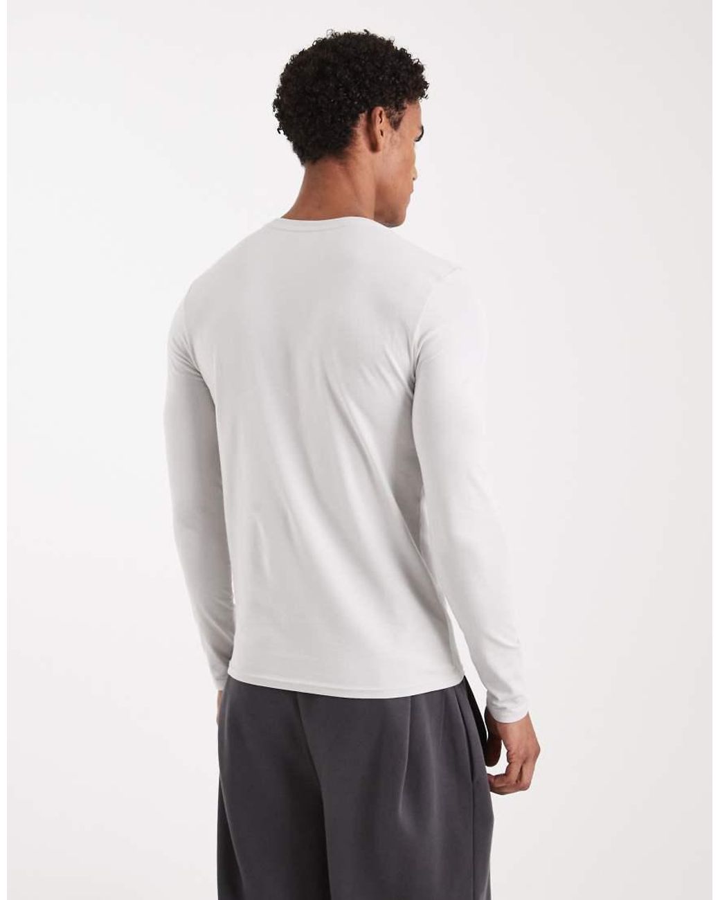 ASOS White Essentials Muscle Fit Long Sleeve T-shirt for men