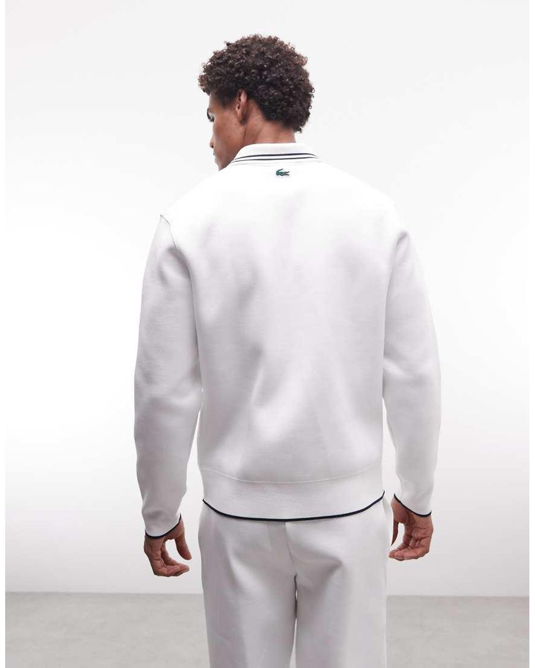 Lacoste White Tennis Performance 1/4 Zip Logo Sweatshirt for men
