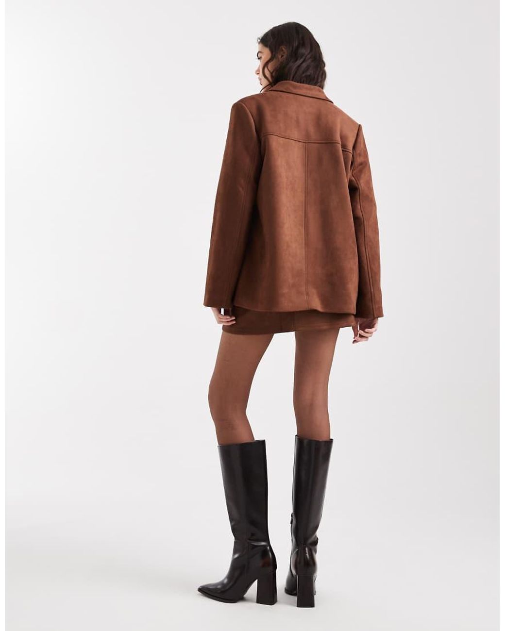 Pieces Brown Faux Suede Blazer Co-ord