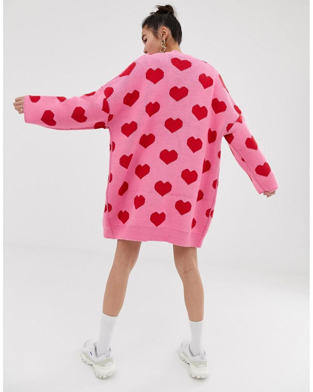 Lazy Oaf Extreme Oversized Cardigan With Hearts in Pink | Lyst