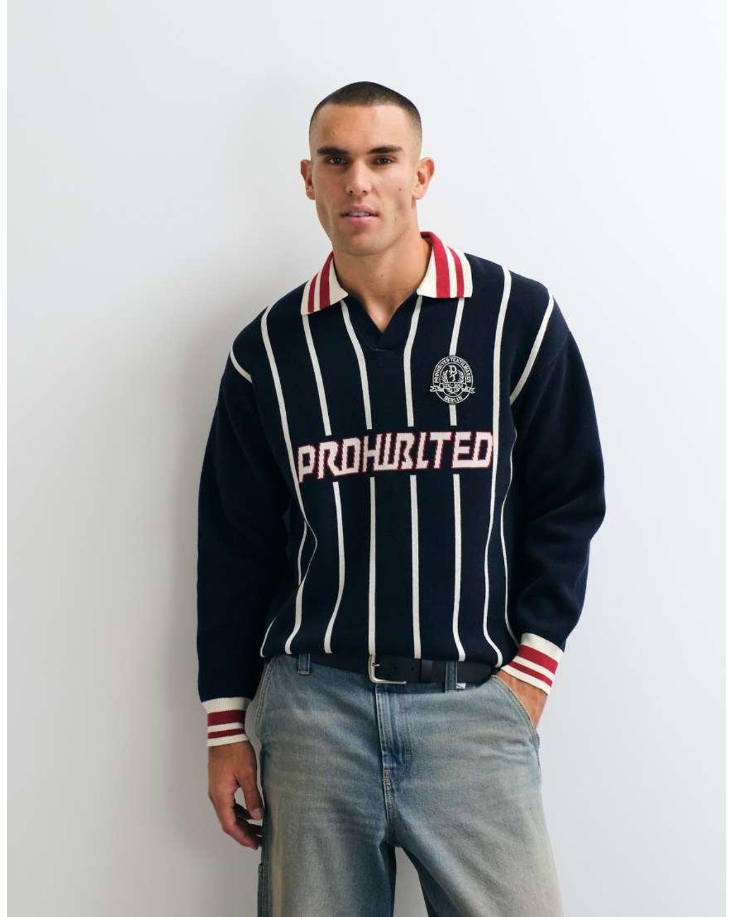 Prohibited Blue Knitted Sports Polo for men