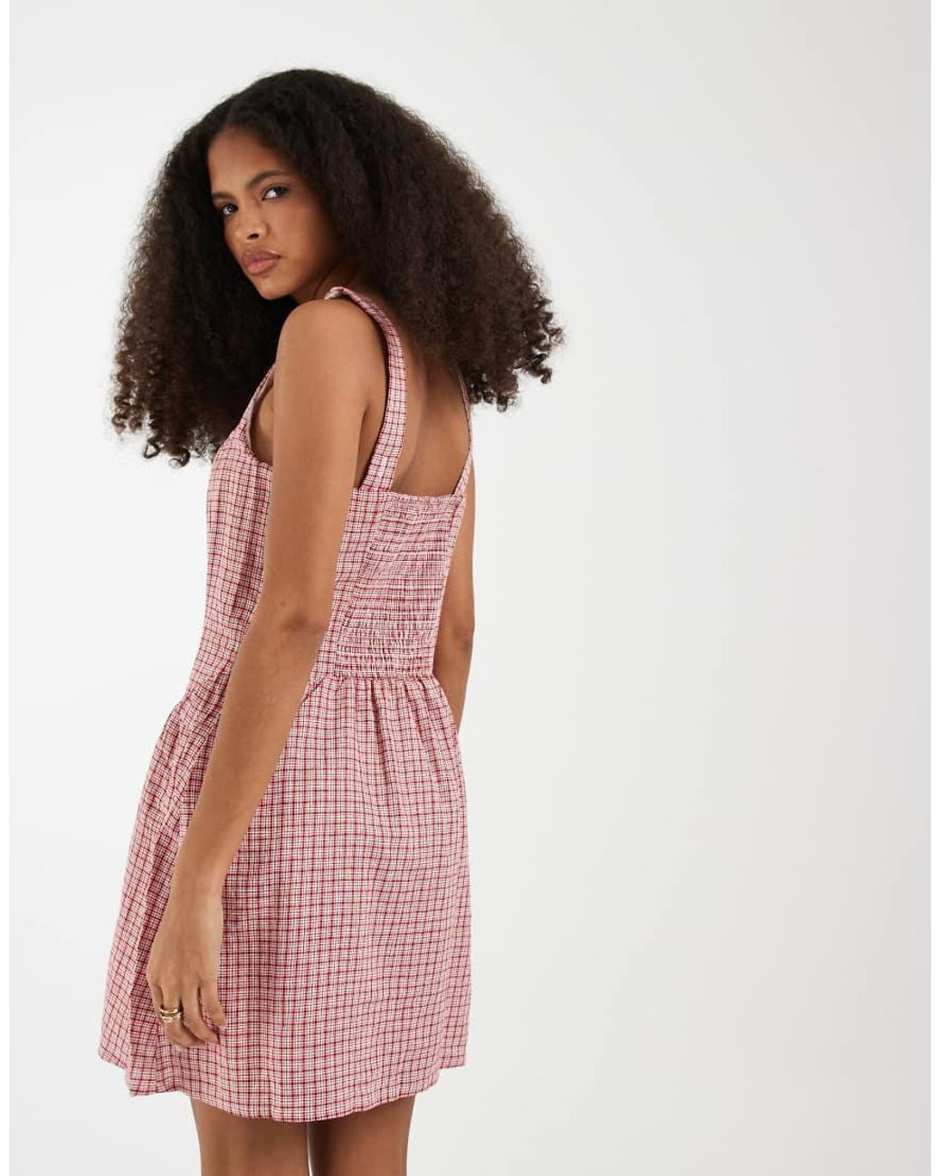 Gap Pink Drop Waist Shirred Mini Dress