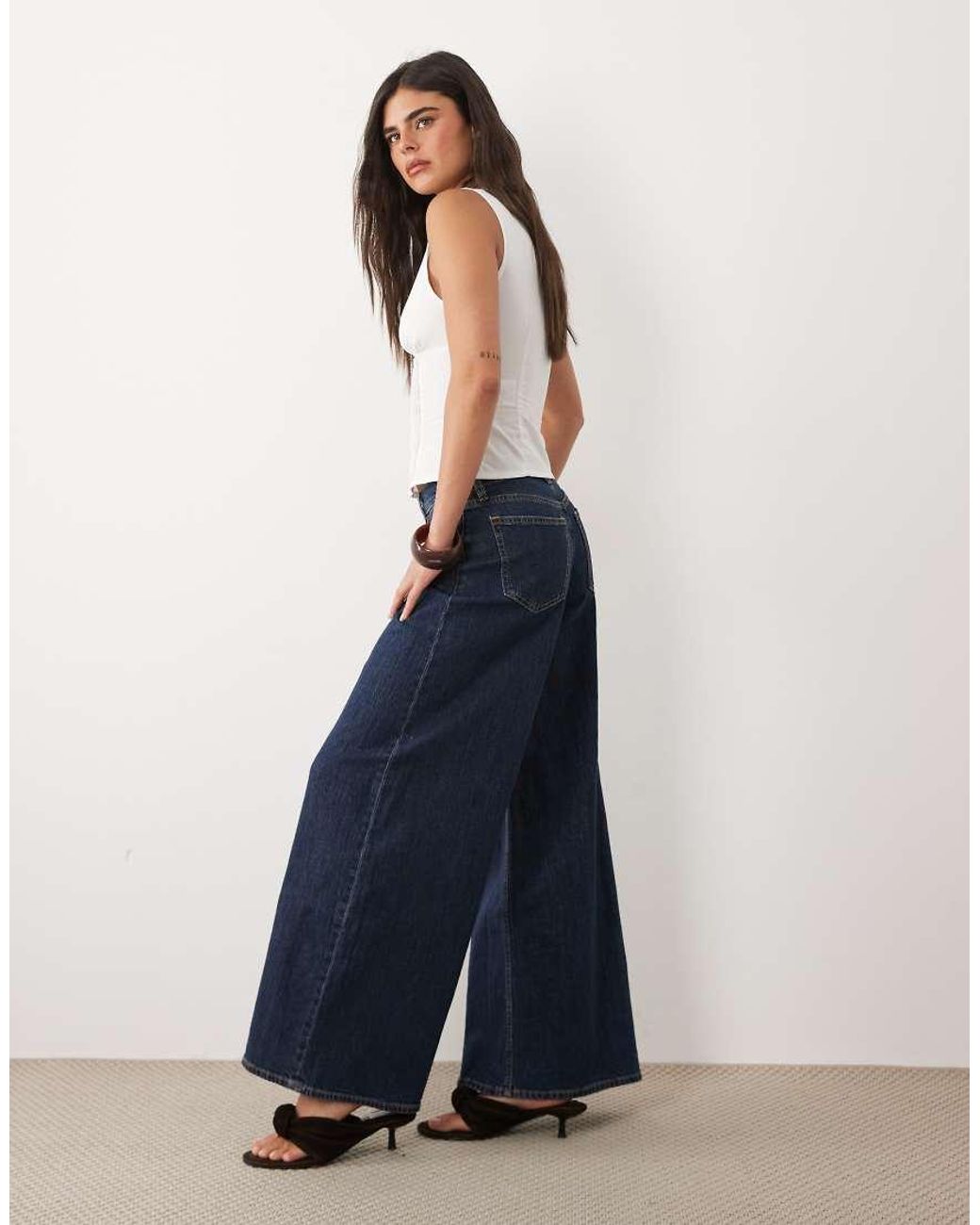 Abercrombie & Fitch Blue Lightweight Denim High Rise Ultra Wide Trousers