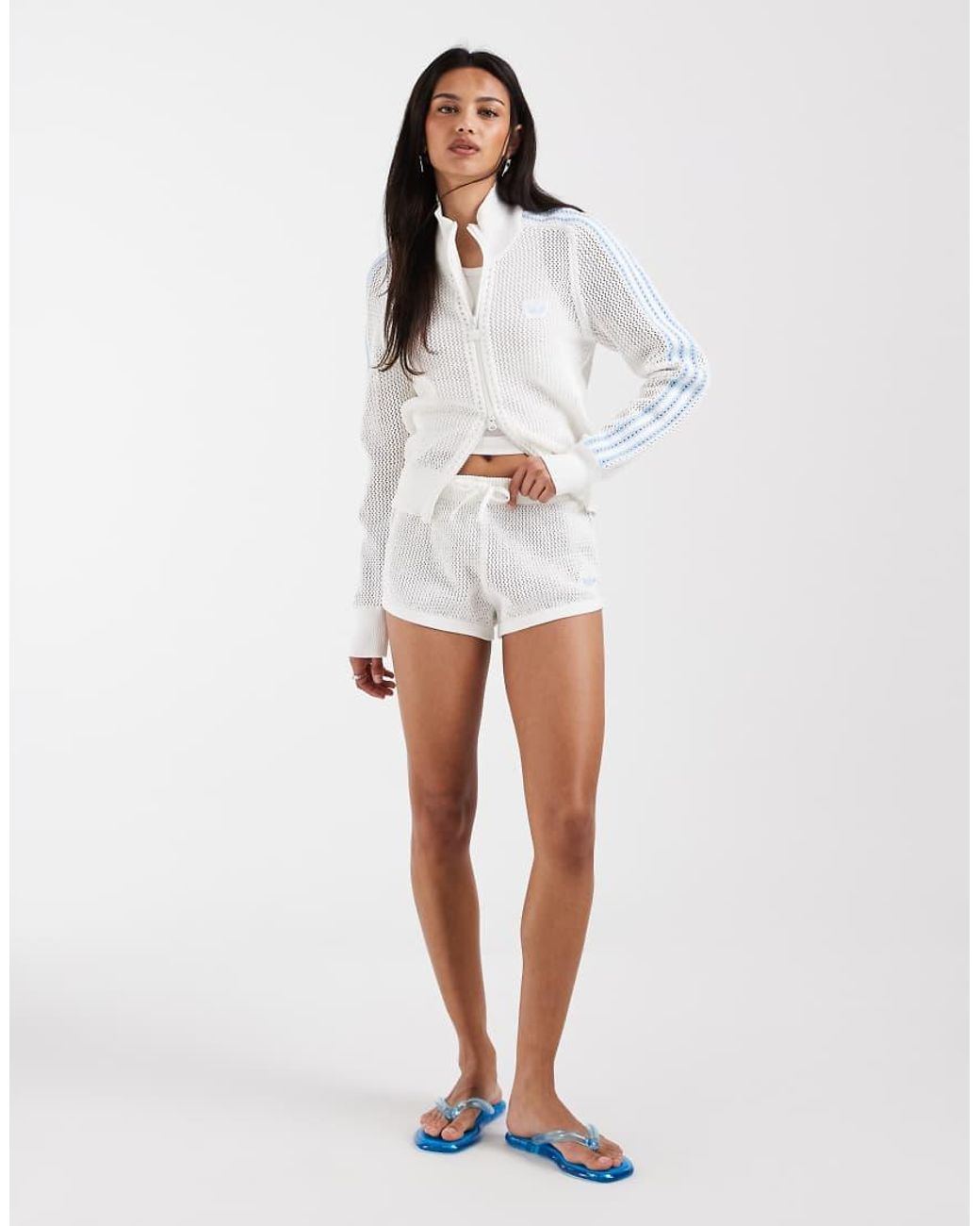 Adidas Originals White Crochet Track Top