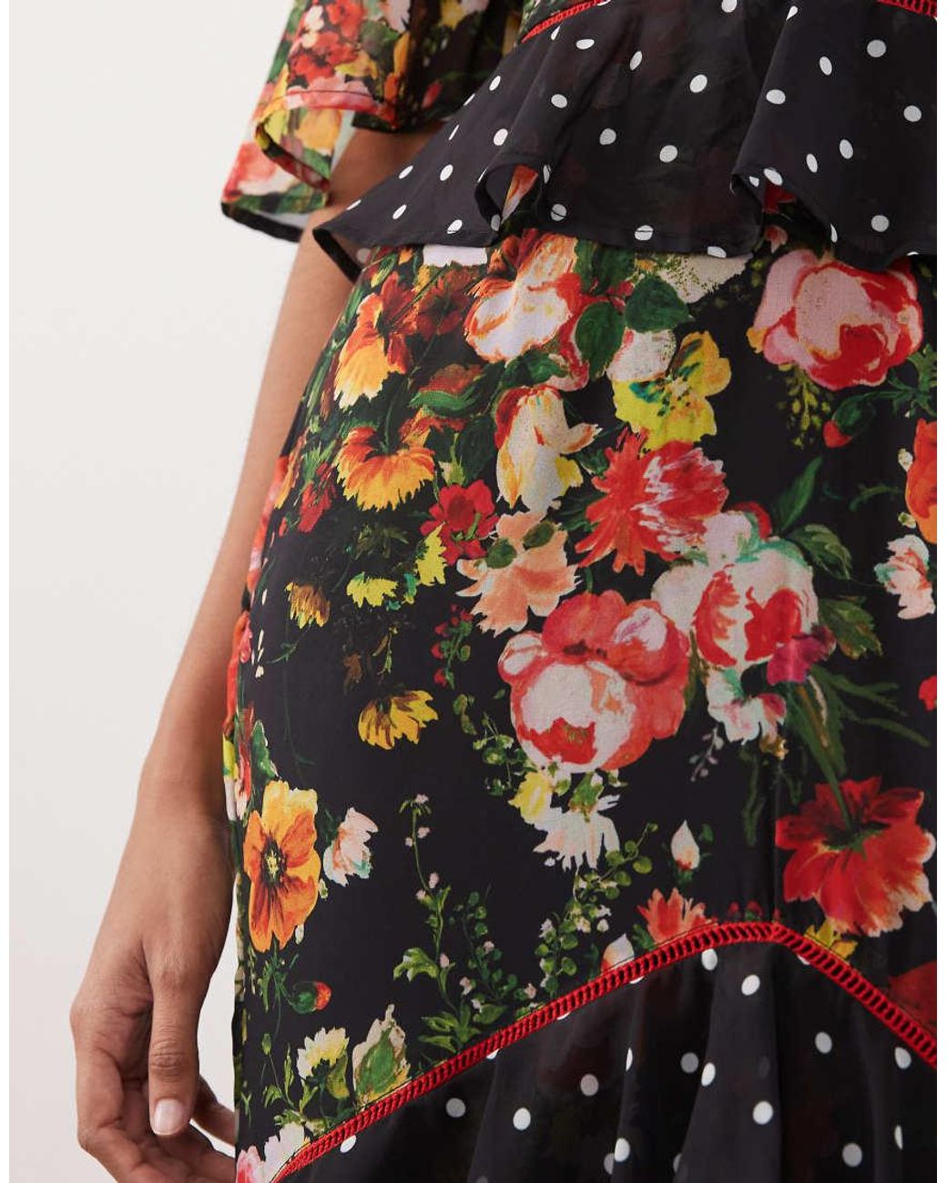 Hope & Ivy Natural Midi Tea Dress With Peplum Waist