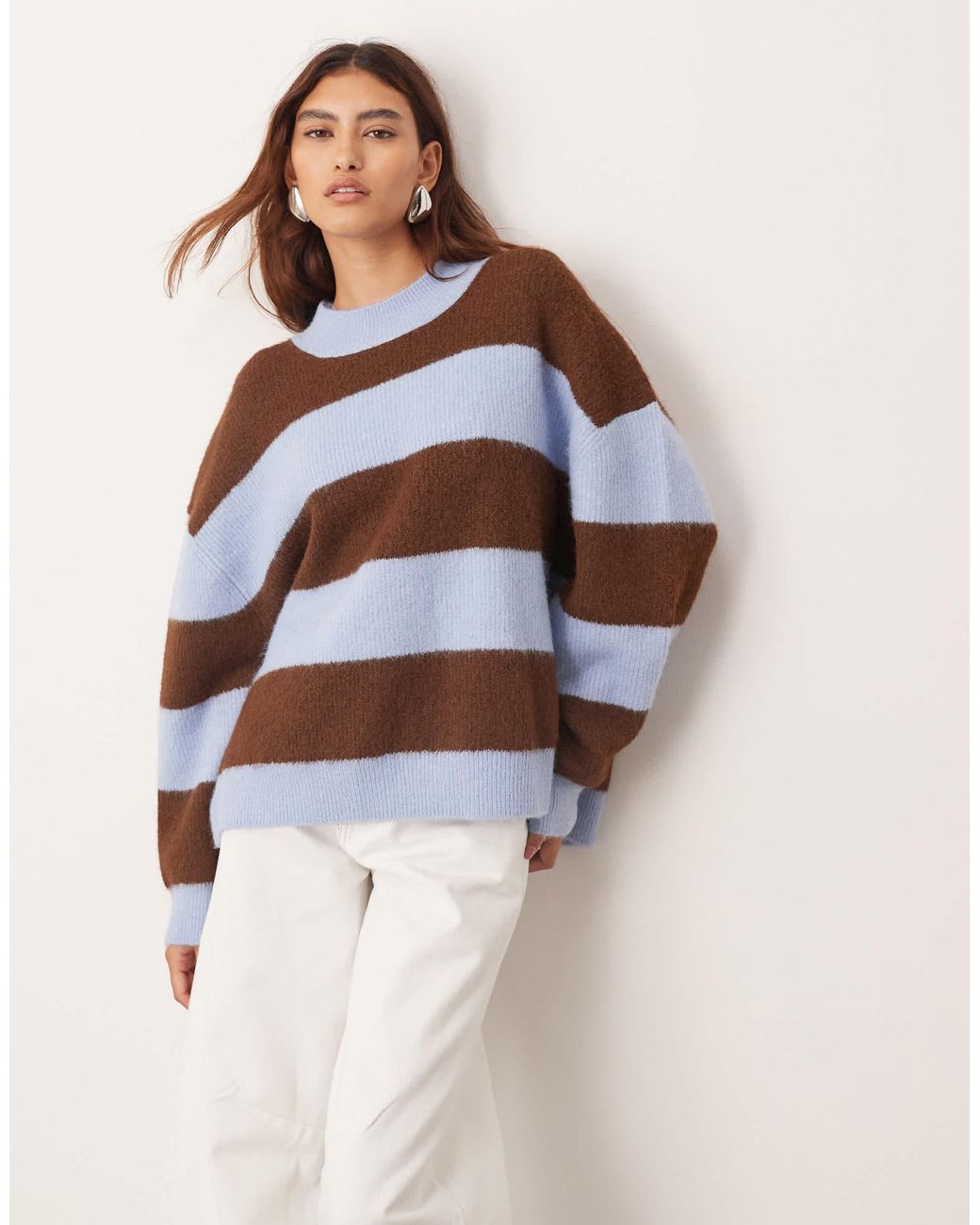ARRANGE Brown – gestreifter oversize-strickpullover