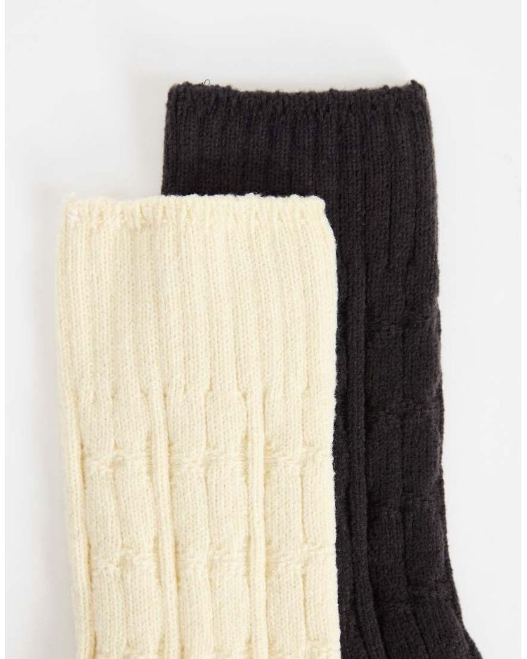 TOPSHOP White 2pk Cable Knit Cozy Socks