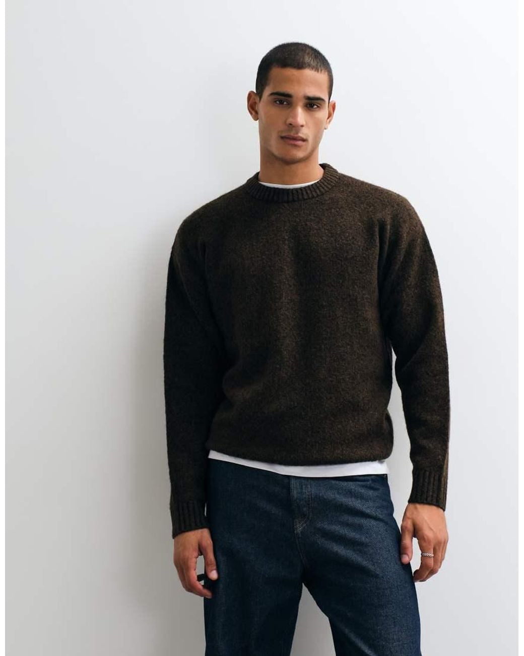 Jack & Jones Black Oversized Fluffy Jumper for men