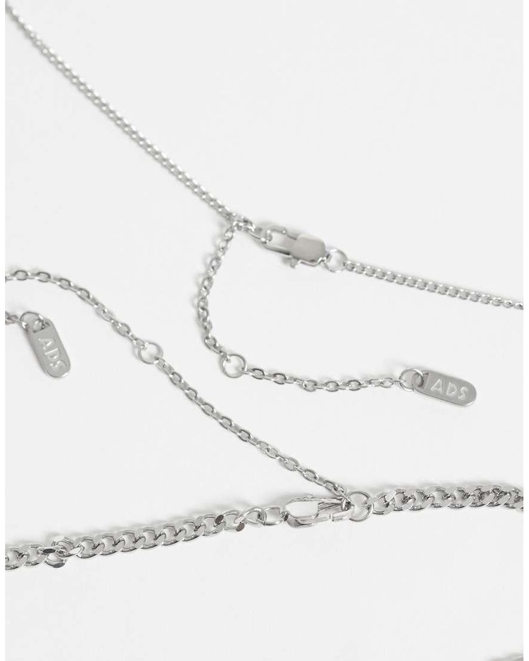 ASOS White Waterproof Stainless 2 Pack Necklace With Star Detail And Pendant Necklace for men