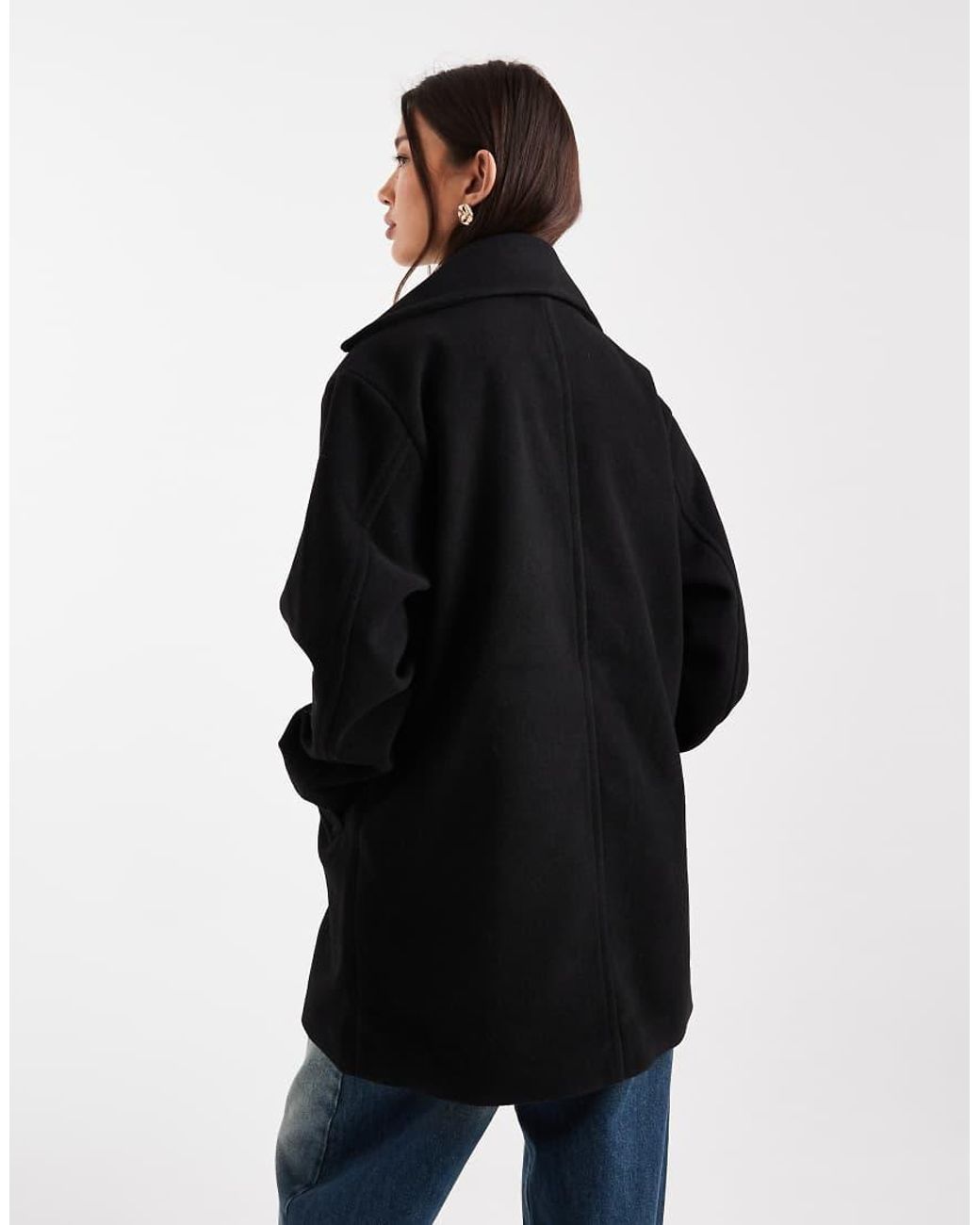 Monki White Double Breasted Longline Jacket
