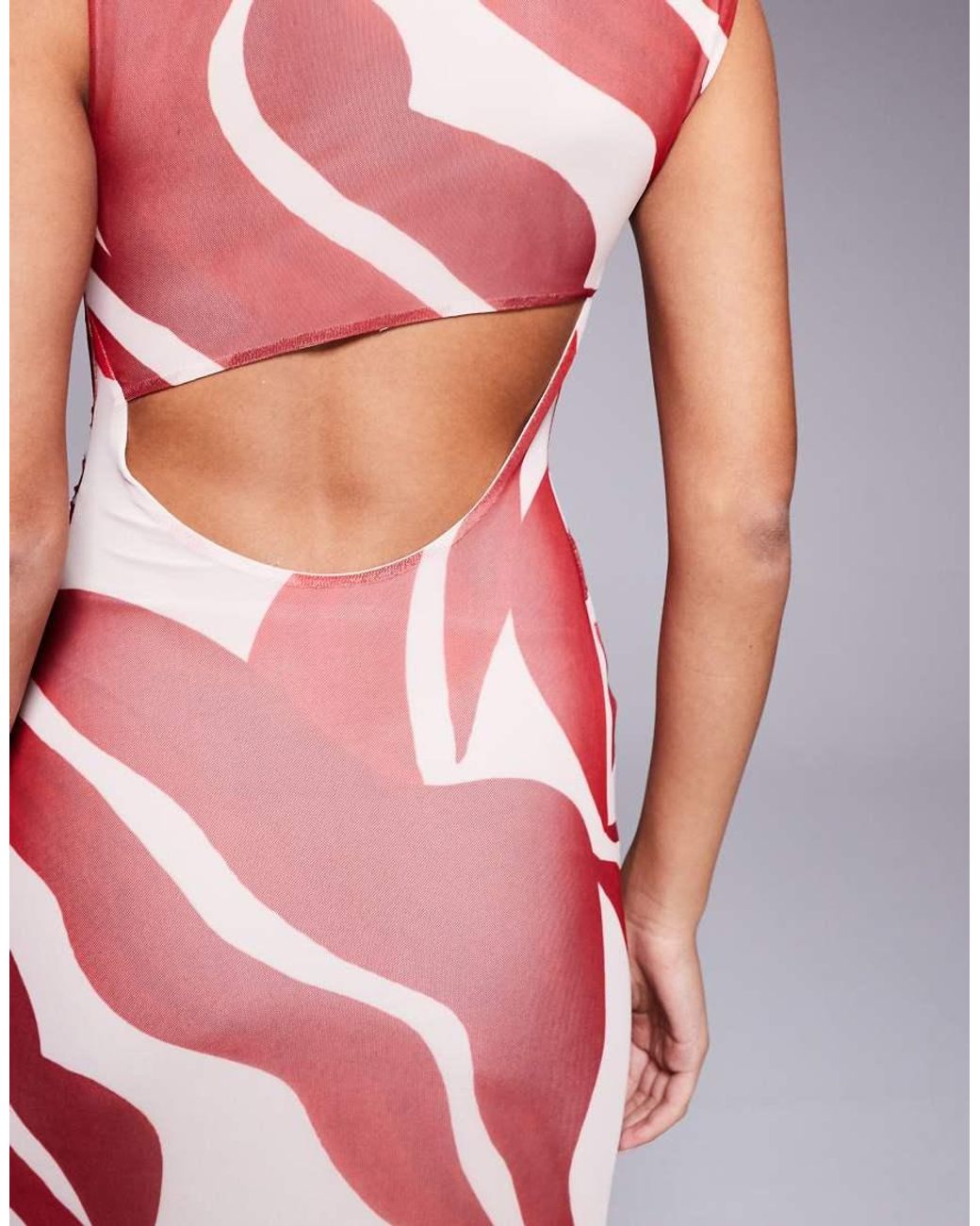 Forever New Red Mesh Knot Front Maxi Dress