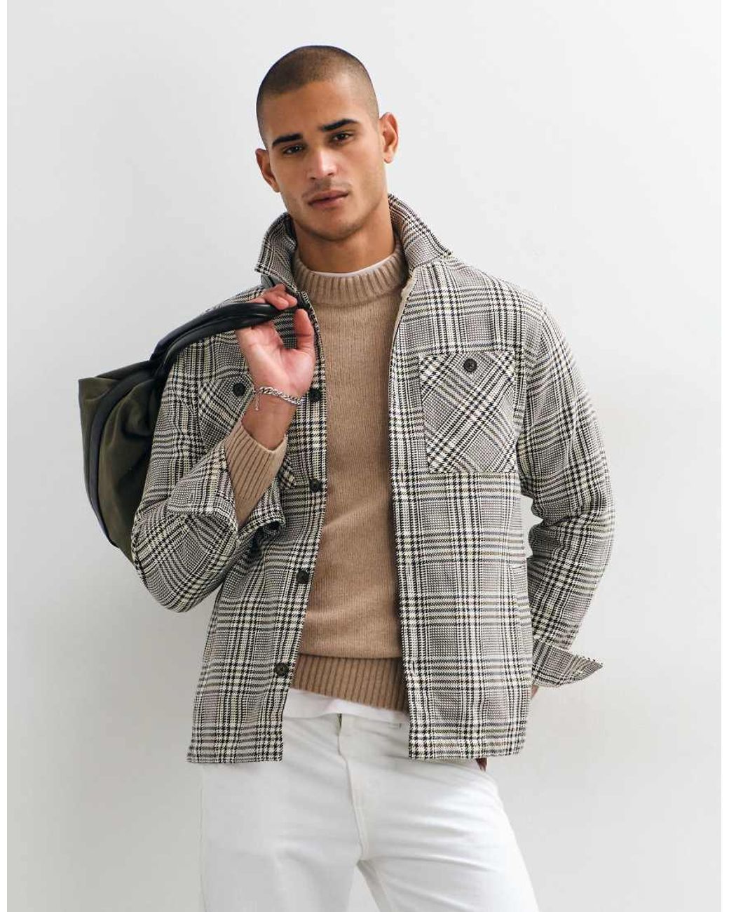 Barbour White Alderney Houndstooth Check Overshirt for men