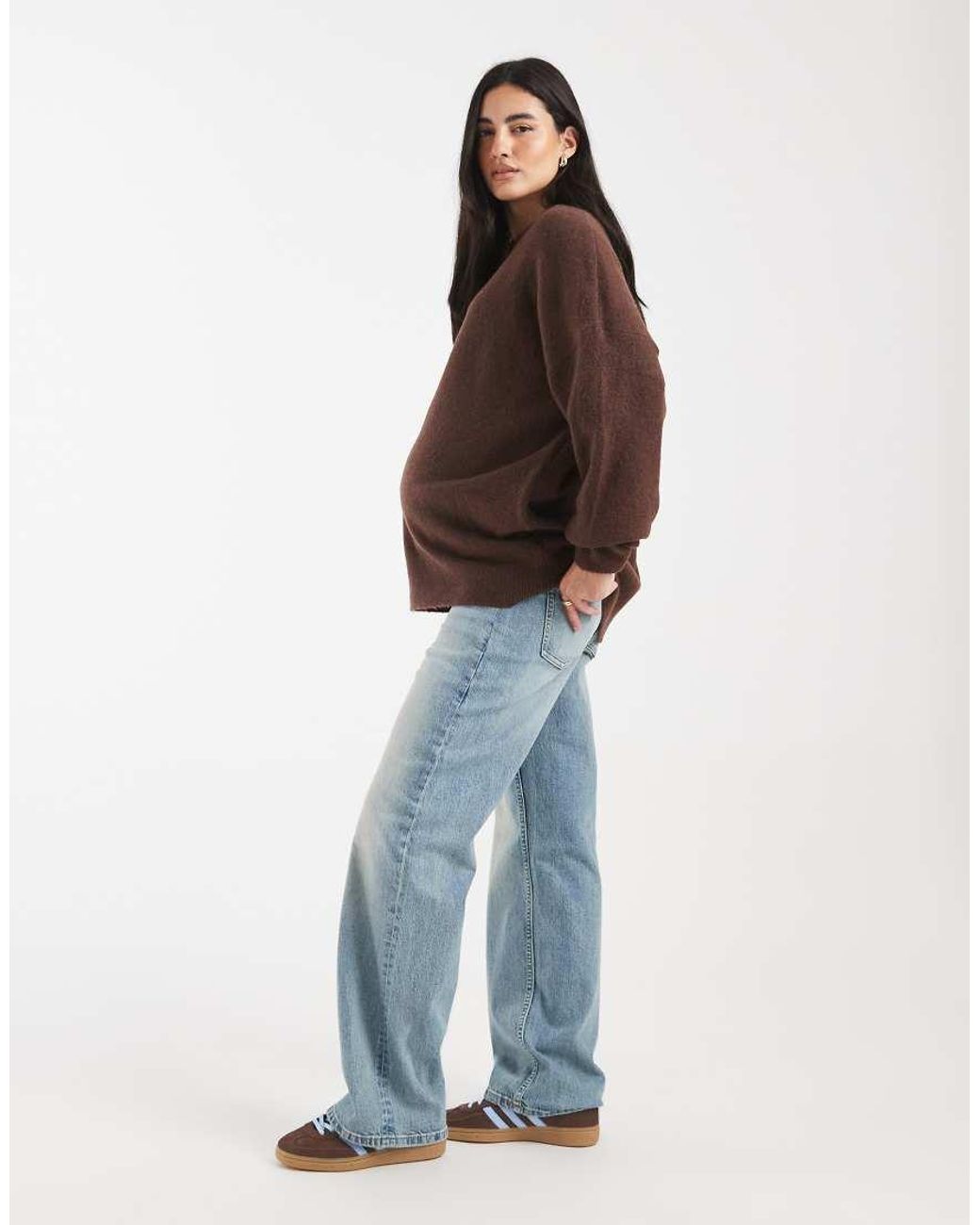 ASOS Brown Asos Design Maternity Comfort Stretch Straight Leg Jeans