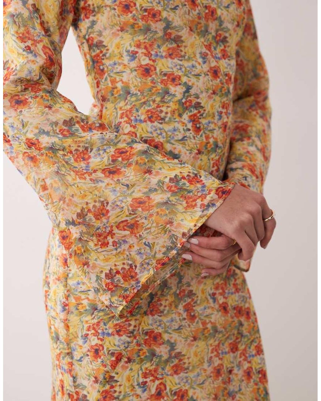 ASOS Natural Flare Sleeve Maxi Dress