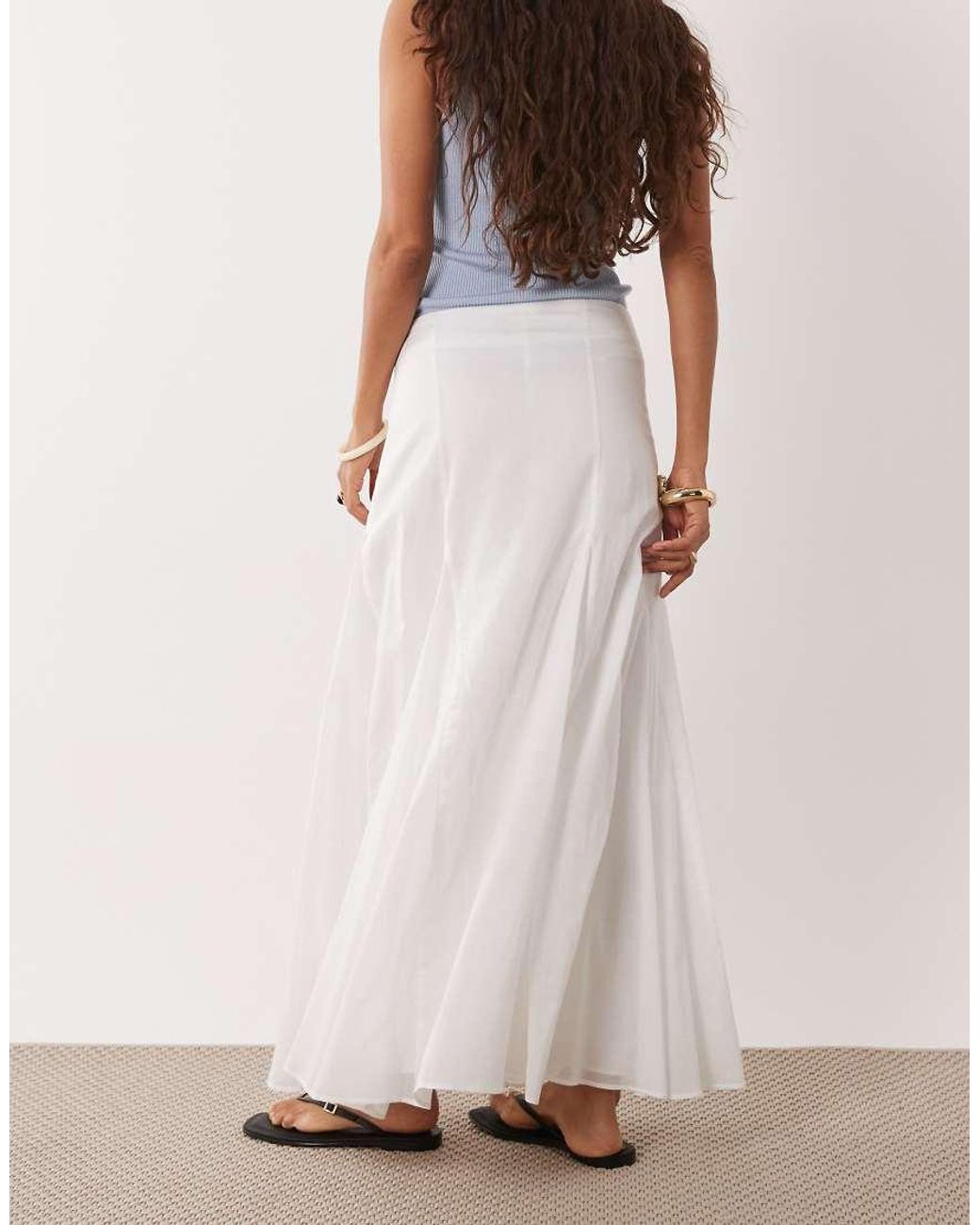 ASOS White Asos Design Petite Cotton Godet Maxi Skirt