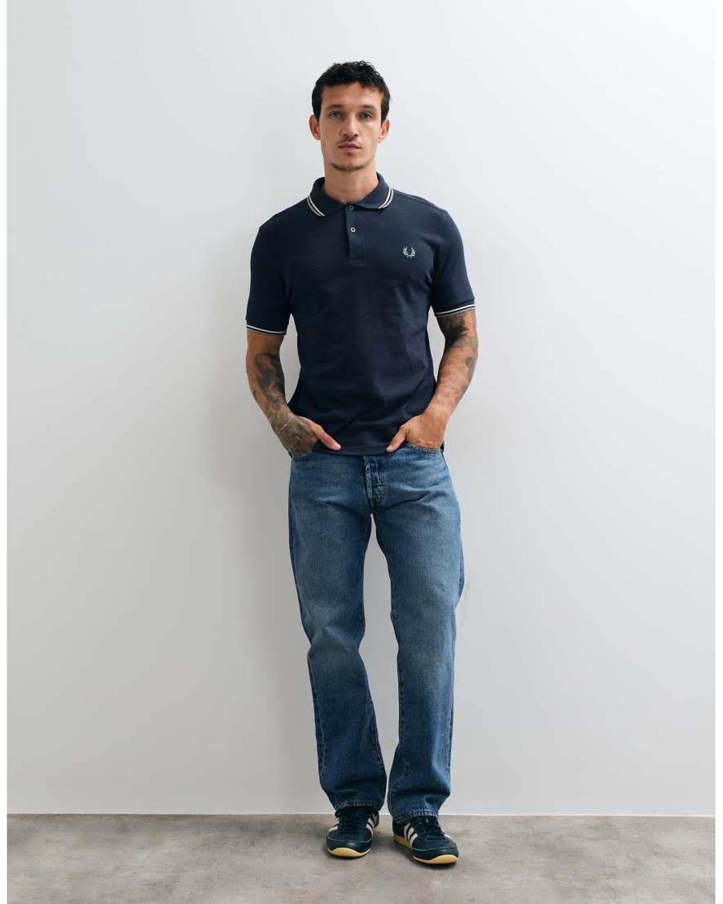 Fred Perry Blue Twin Tipped Polo Shirt for men